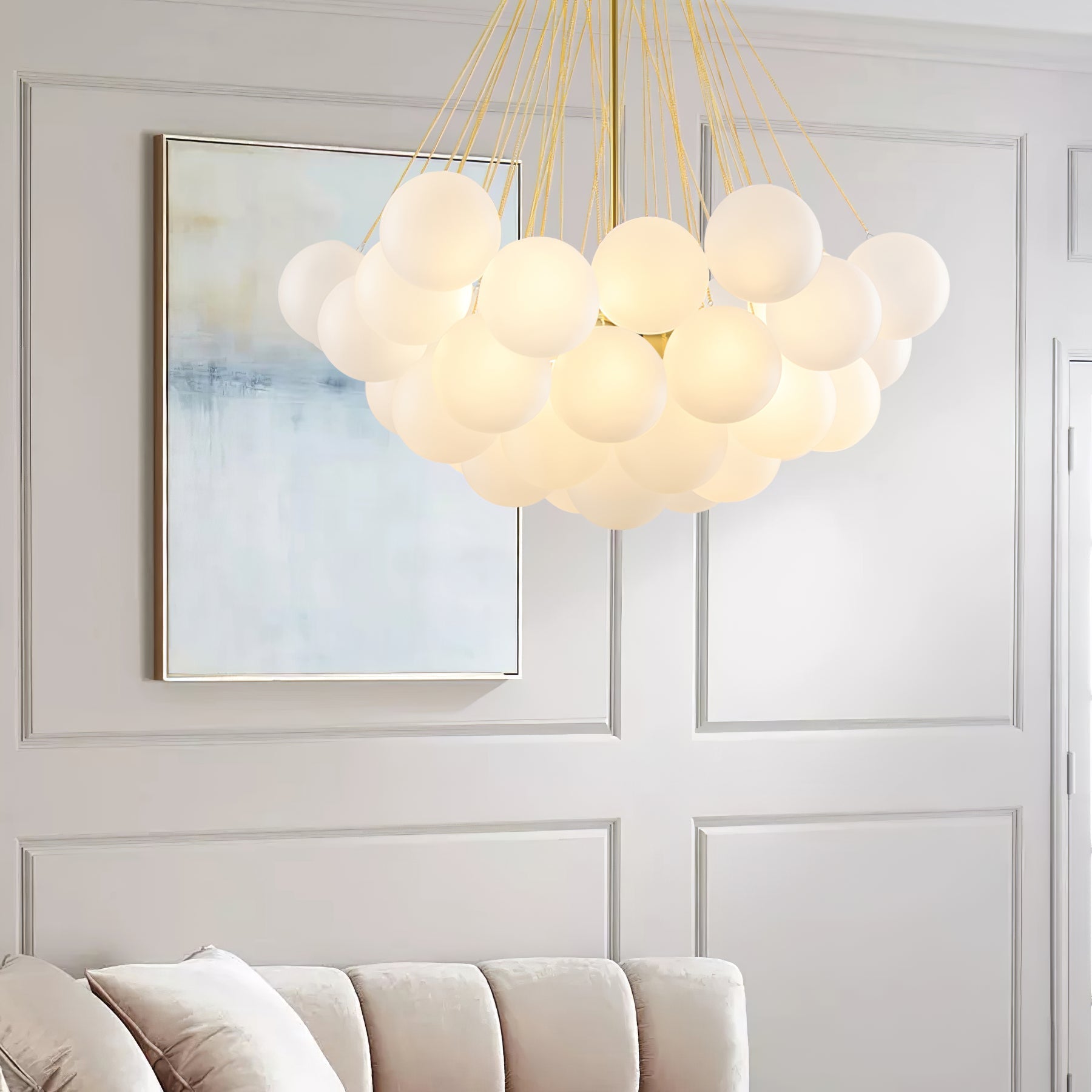 Lustra Chandelier Bubble Frosted Glass-Neutral Decor