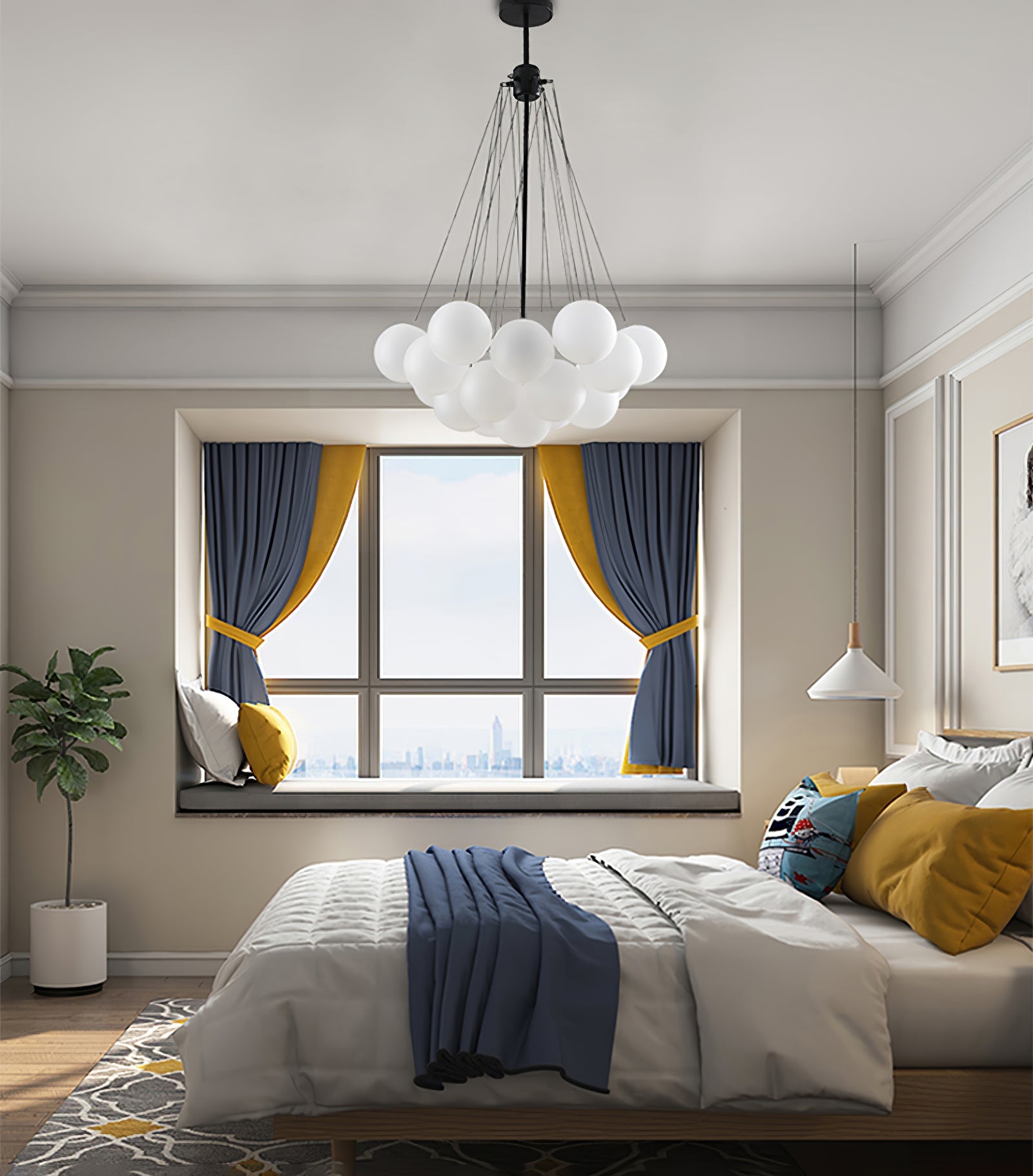 Lustra Chandelier Bubble Frosted Glass-Neutral Decor