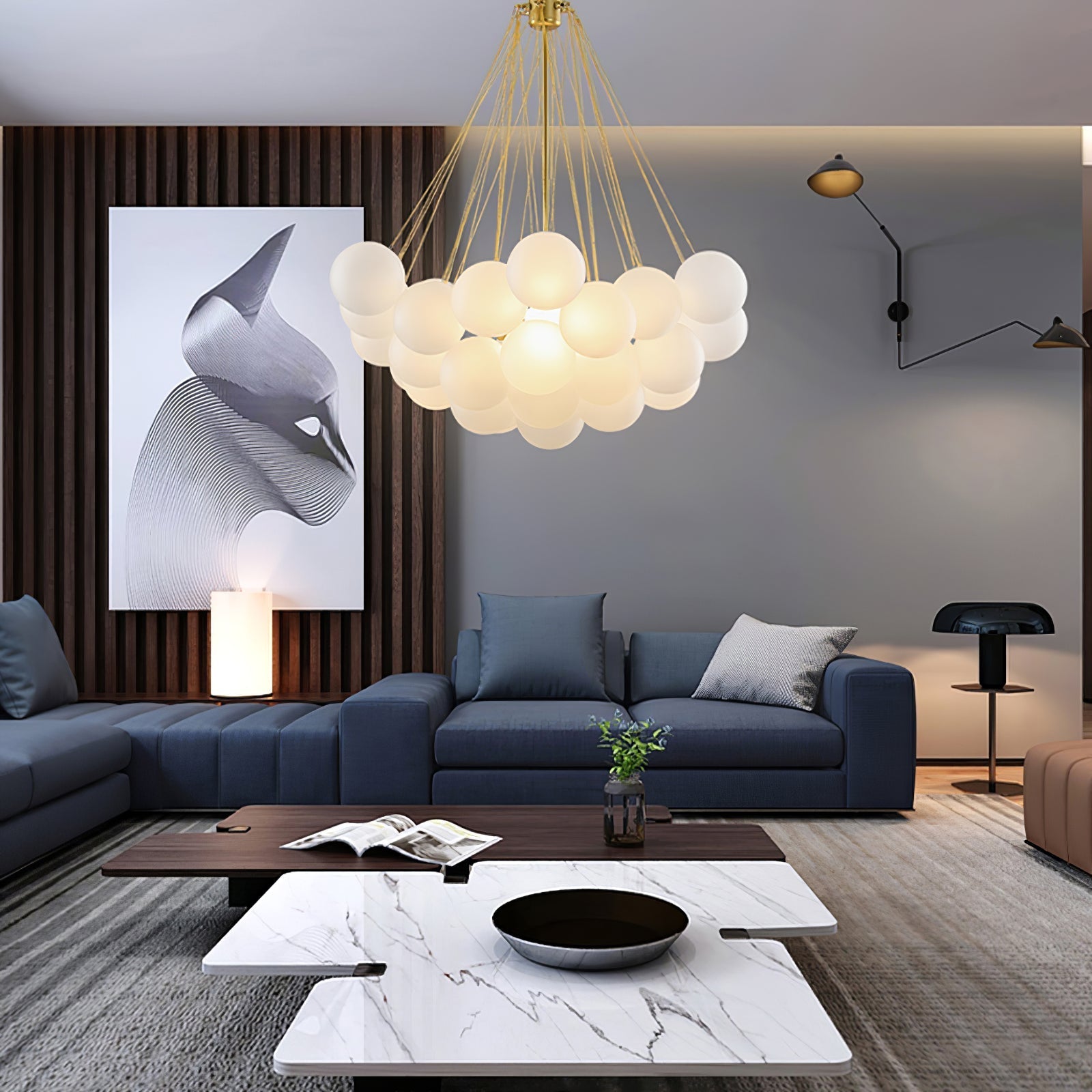 Lustra Chandelier Bubble Frosted Glass-Neutral Decor
