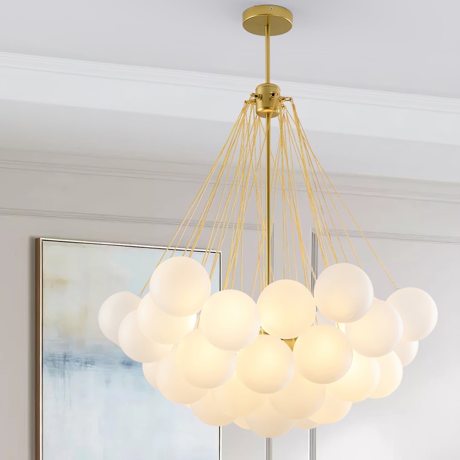 Lustra Chandelier Bubble Frosted Glass-Neutral Decor