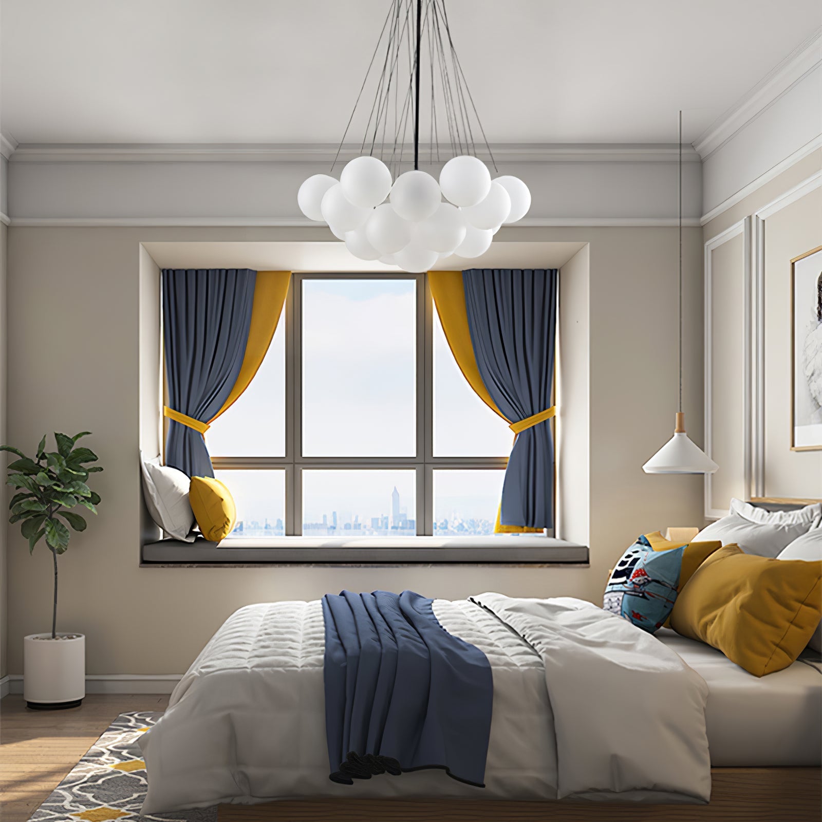 Lustra Chandelier Bubble Frosted Glass-Neutral Decor
