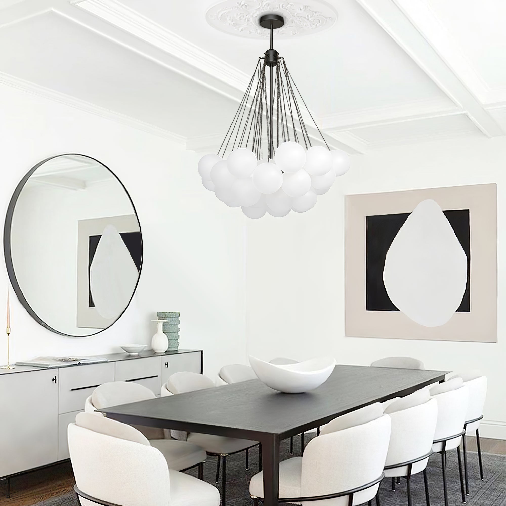 Lustra Chandelier Bubble Frosted Glass-Neutral Decor