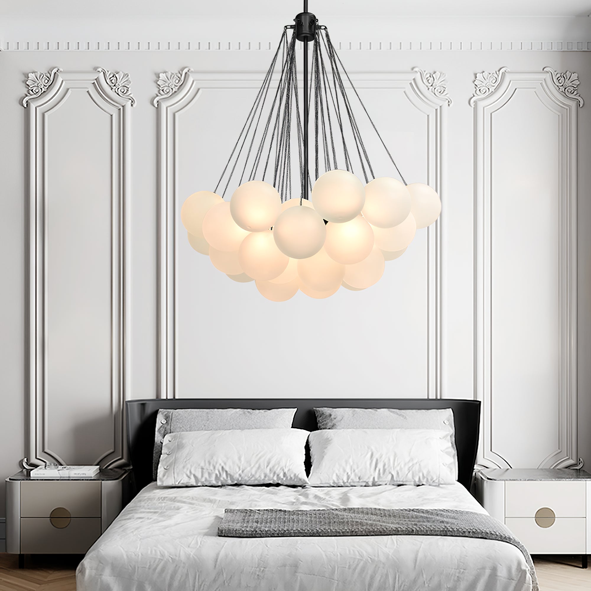 Lustra Chandelier Bubble Frosted Glass-Neutral Decor