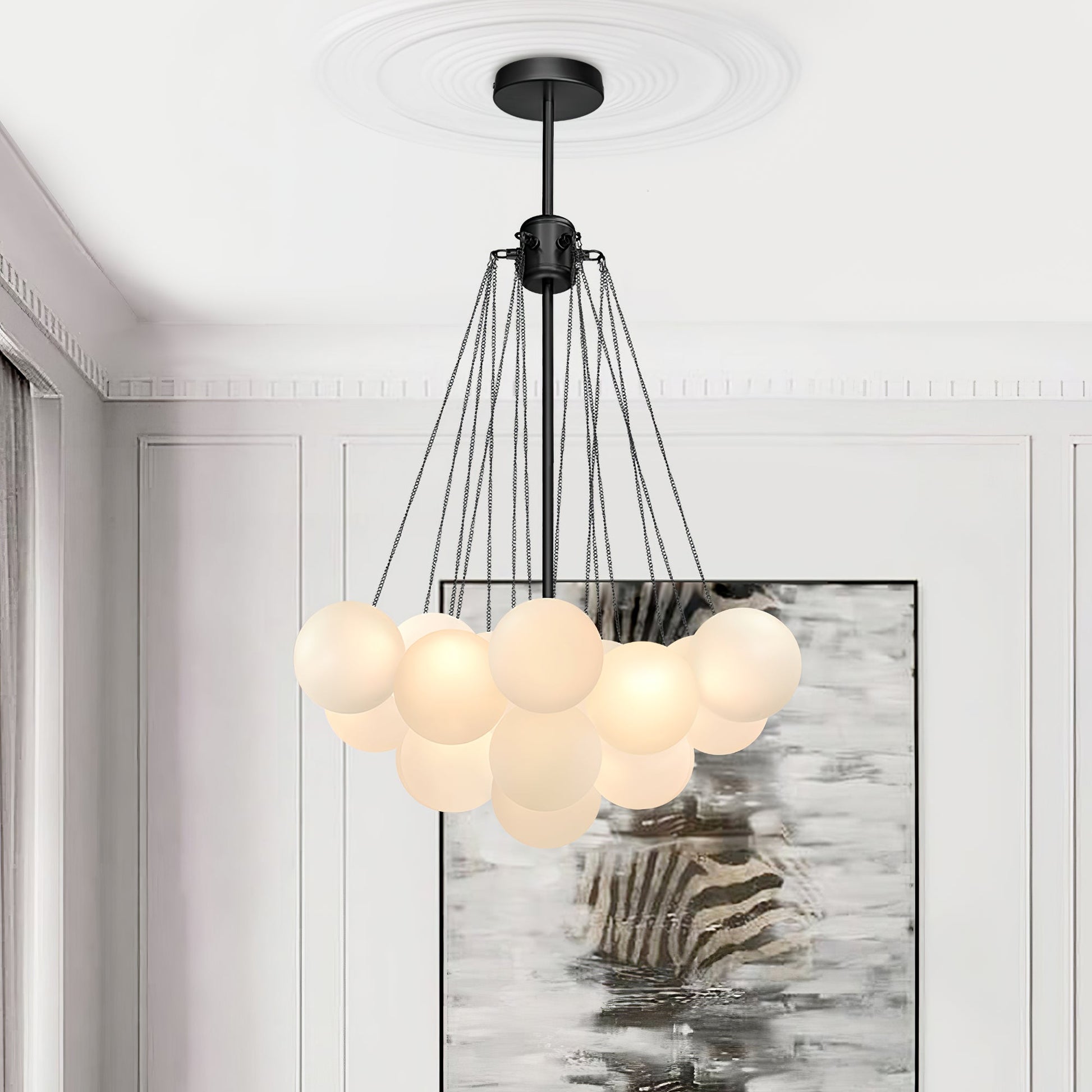 Lustra Chandelier Bubble Frosted Glass-Neutral Decor