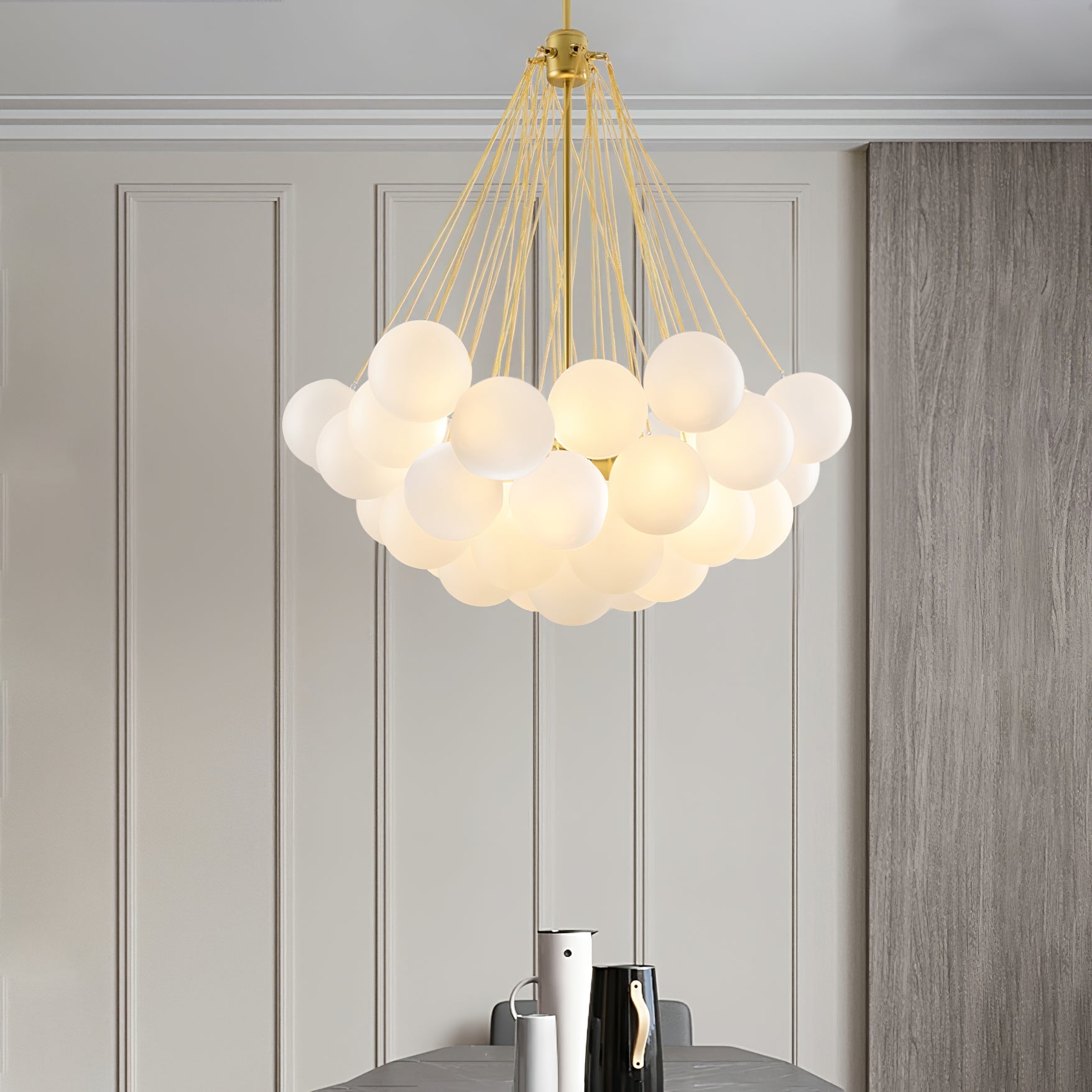 Lustra Chandelier Bubble Frosted Glass-Neutral Decor