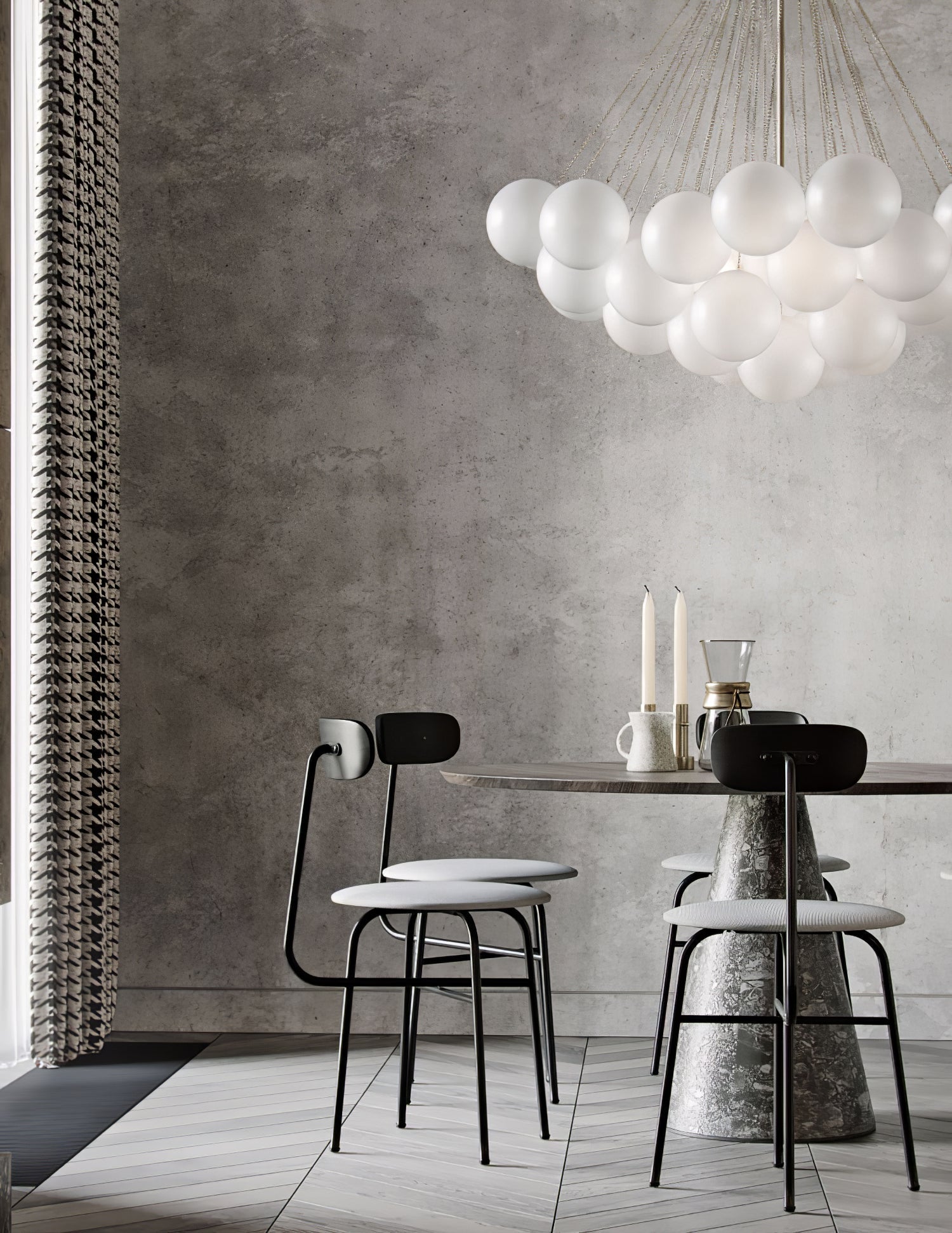 Lustra Chandelier Bubble Frosted Glass-Neutral Decor