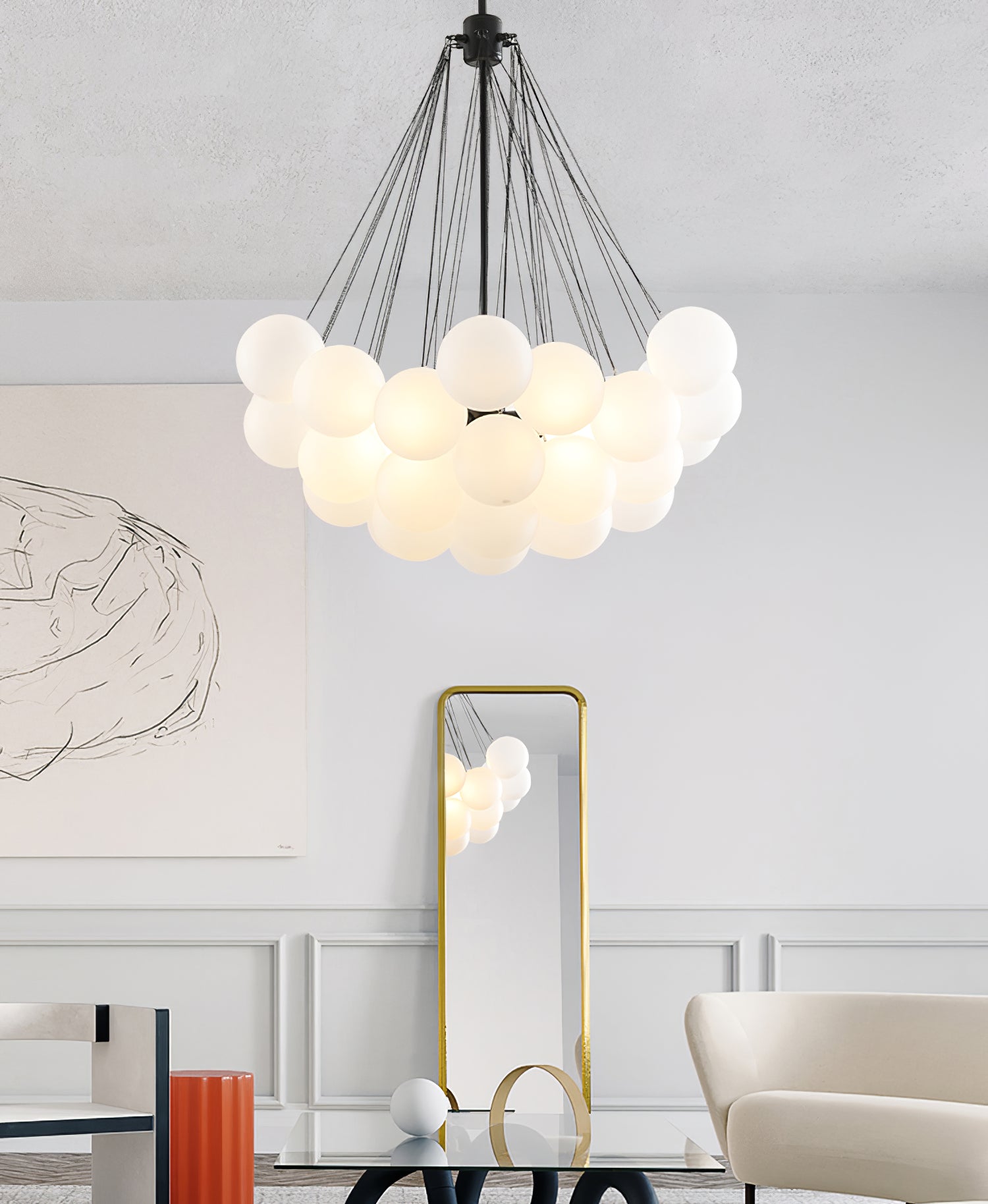 Lustra Chandelier Bubble Frosted Glass-Neutral Decor