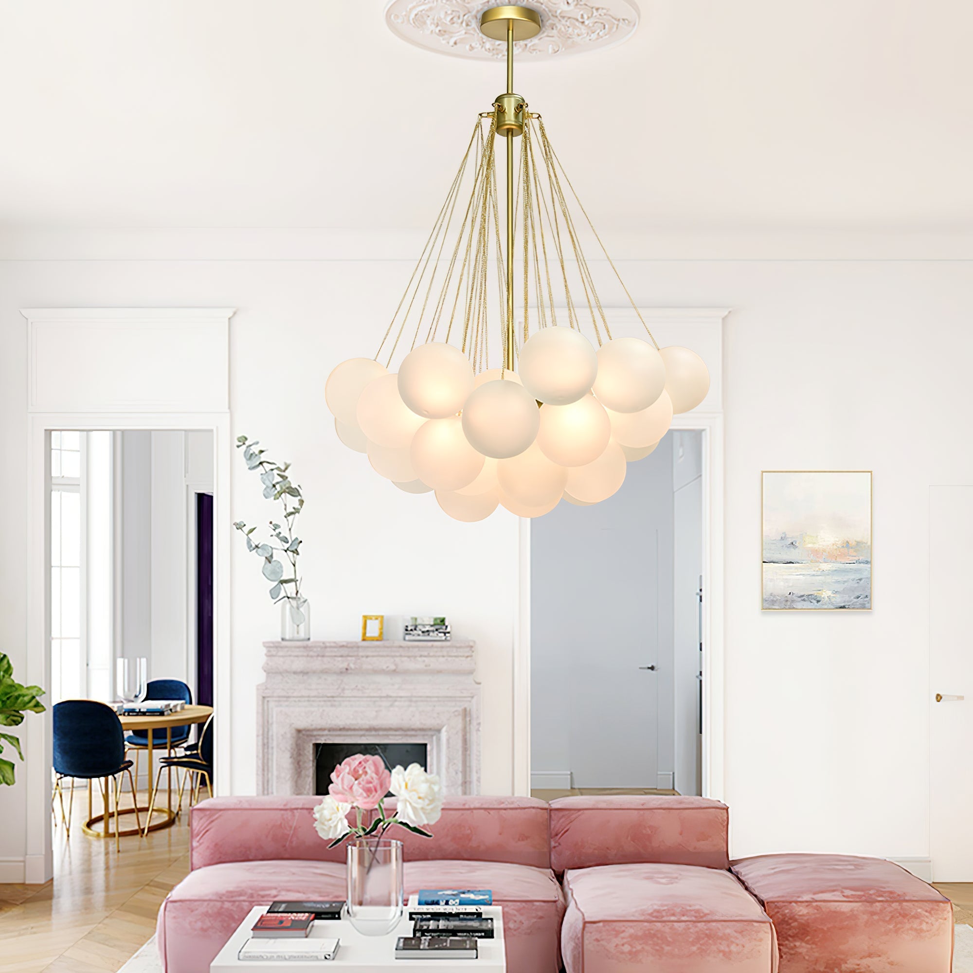 Lustra Chandelier Bubble Frosted Glass-Neutral Decor