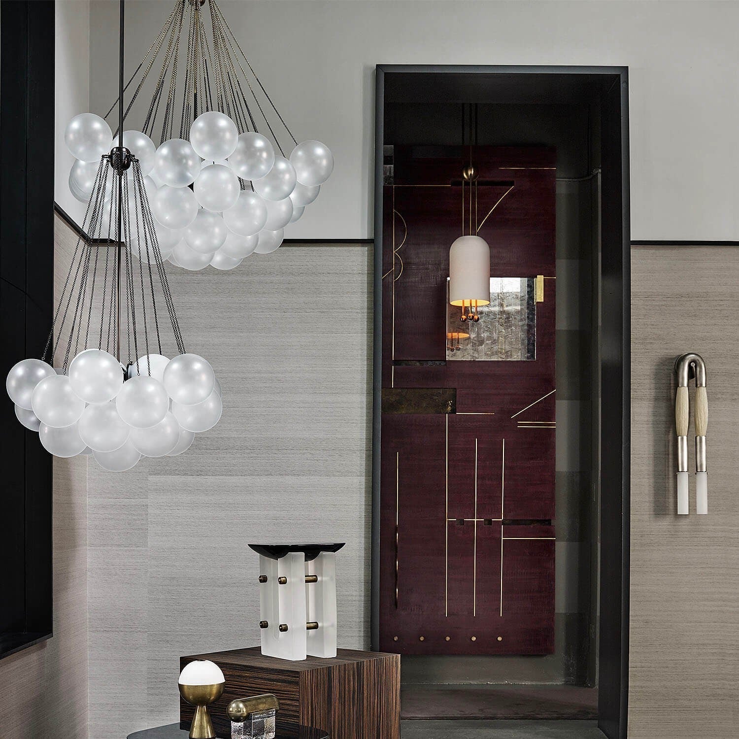 Lustra Chandelier Bubble Frosted Glass-Neutral Decor