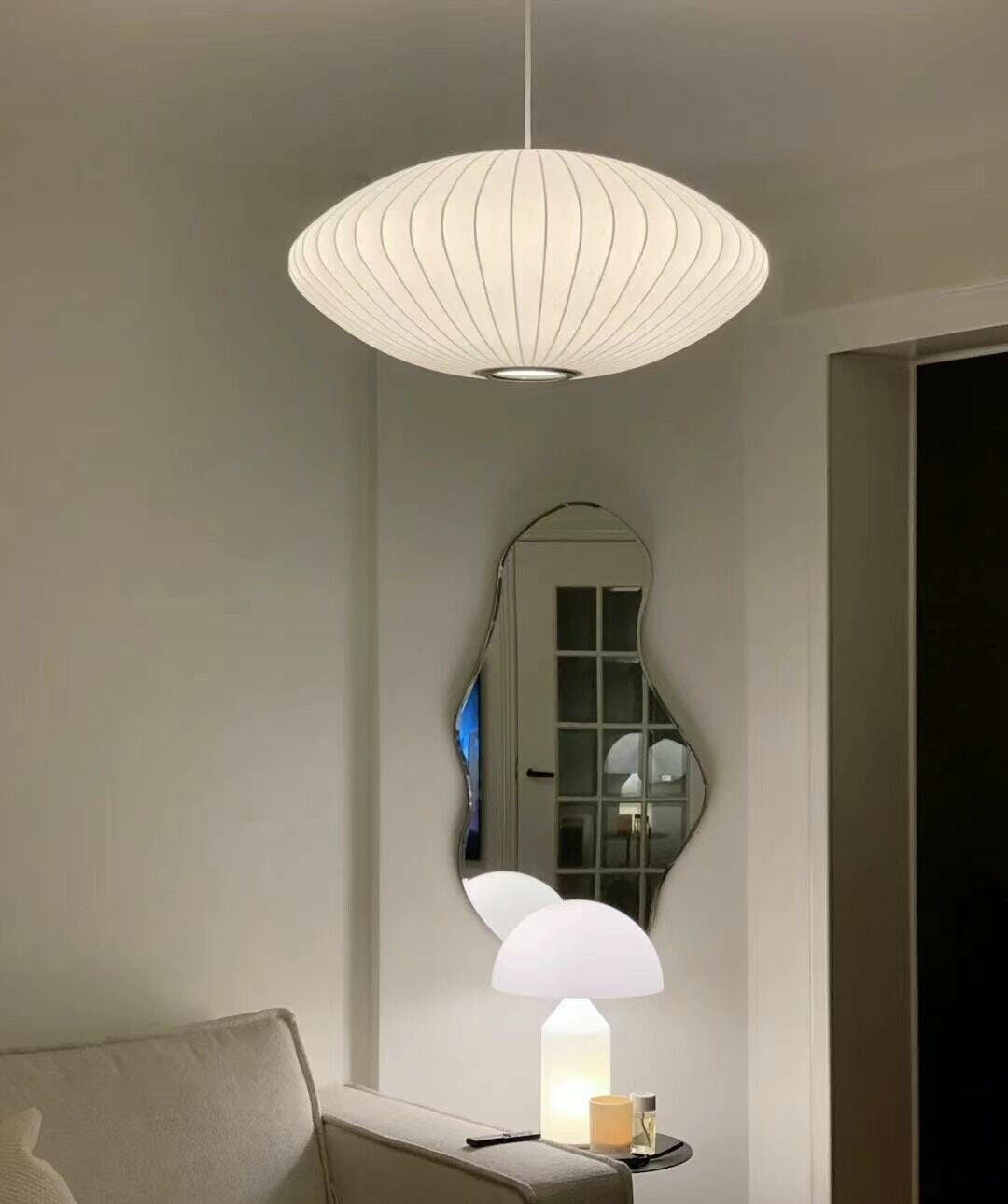 Nebula Bubble Mulberry Silk Pendant Lamp-Neutral Decor