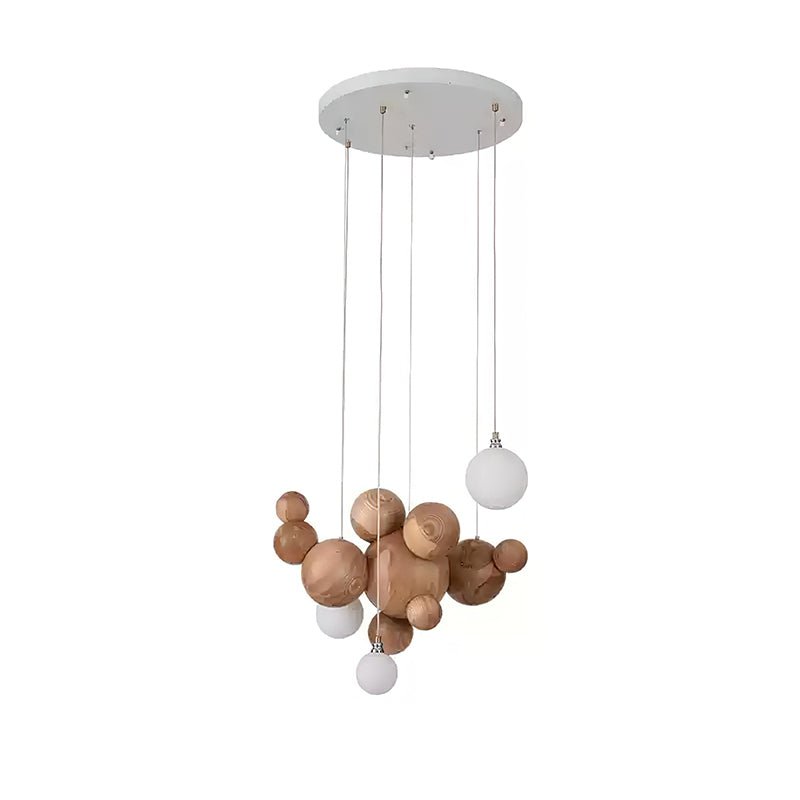 Kivren Chandelier Wood & Acrylic Bubble Ball Cluster-Neutral Decor