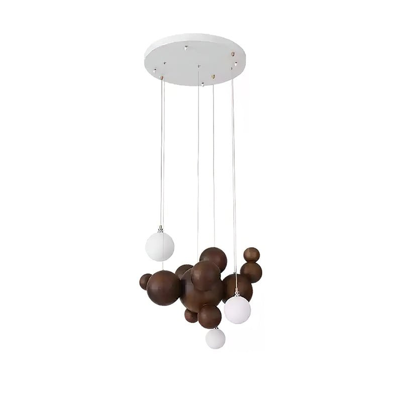 Kivren Chandelier Wood & Acrylic Bubble Ball Cluster-Neutral Decor