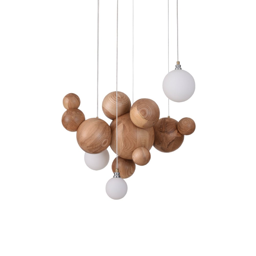 Kivren Chandelier Wood & Acrylic Bubble Ball Cluster-Neutral Decor