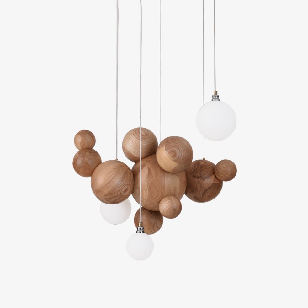 Kivren Chandelier Wood & Acrylic Bubble Ball Cluster-Neutral Decor