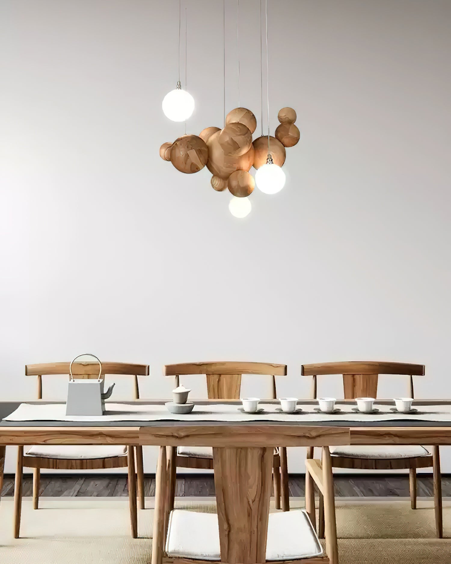 Kivren Chandelier Wood & Acrylic Bubble Ball Cluster-Neutral Decor