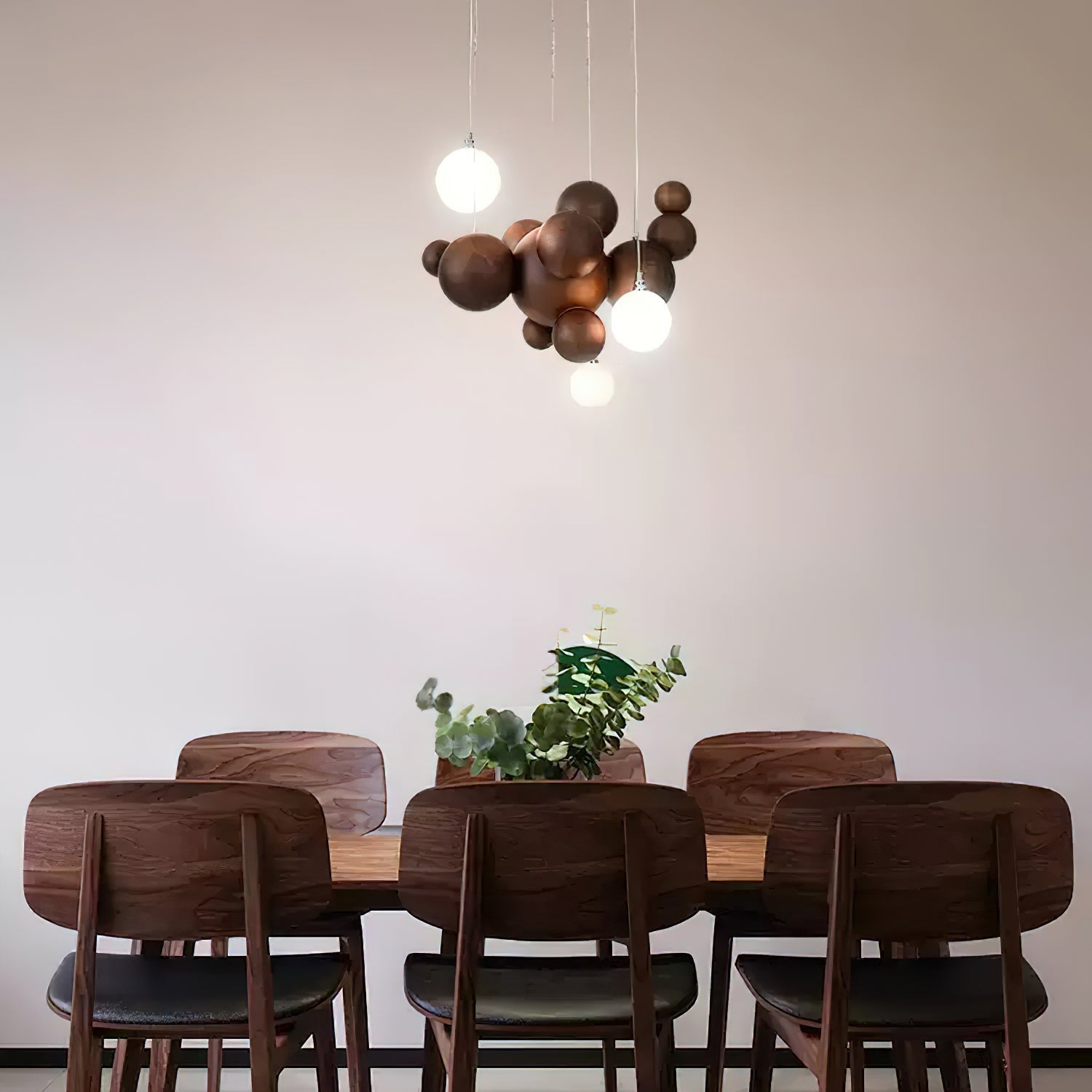 Kivren Chandelier Wood & Acrylic Bubble Ball Cluster-Neutral Decor