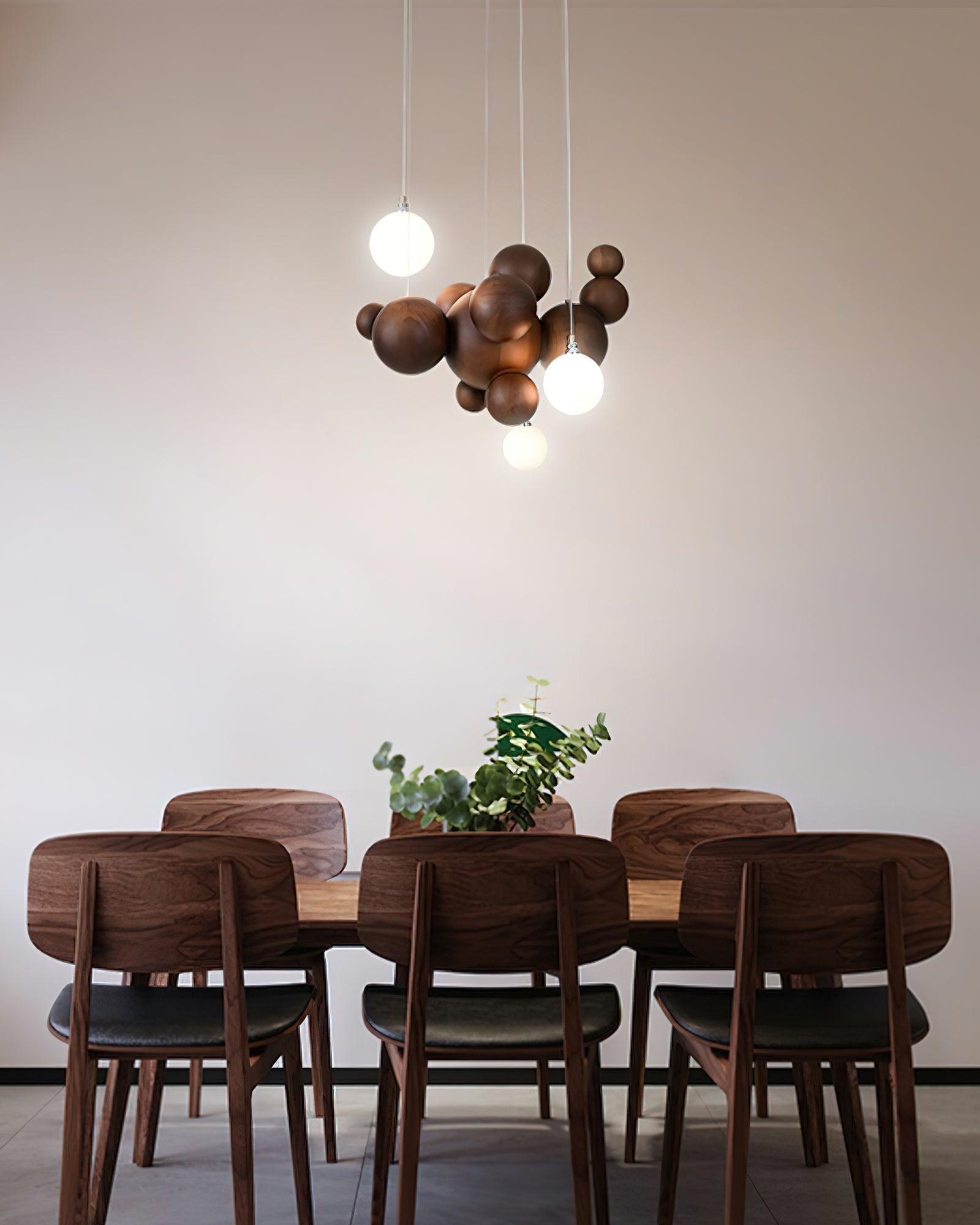 Kivren Chandelier Wood & Acrylic Bubble Ball Cluster-Neutral Decor