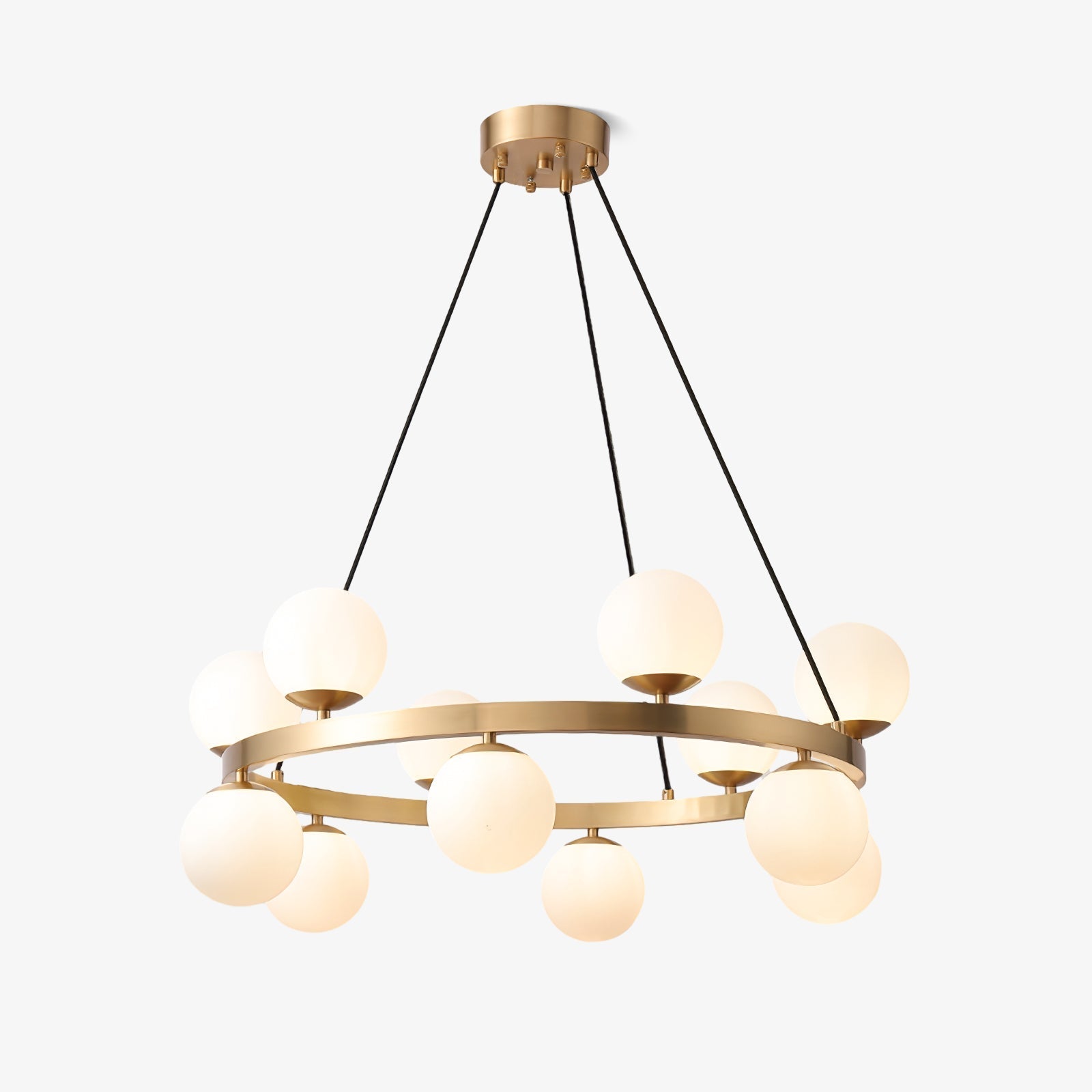 Aben Chandelier Globe Brass Ring-Neutral Decor