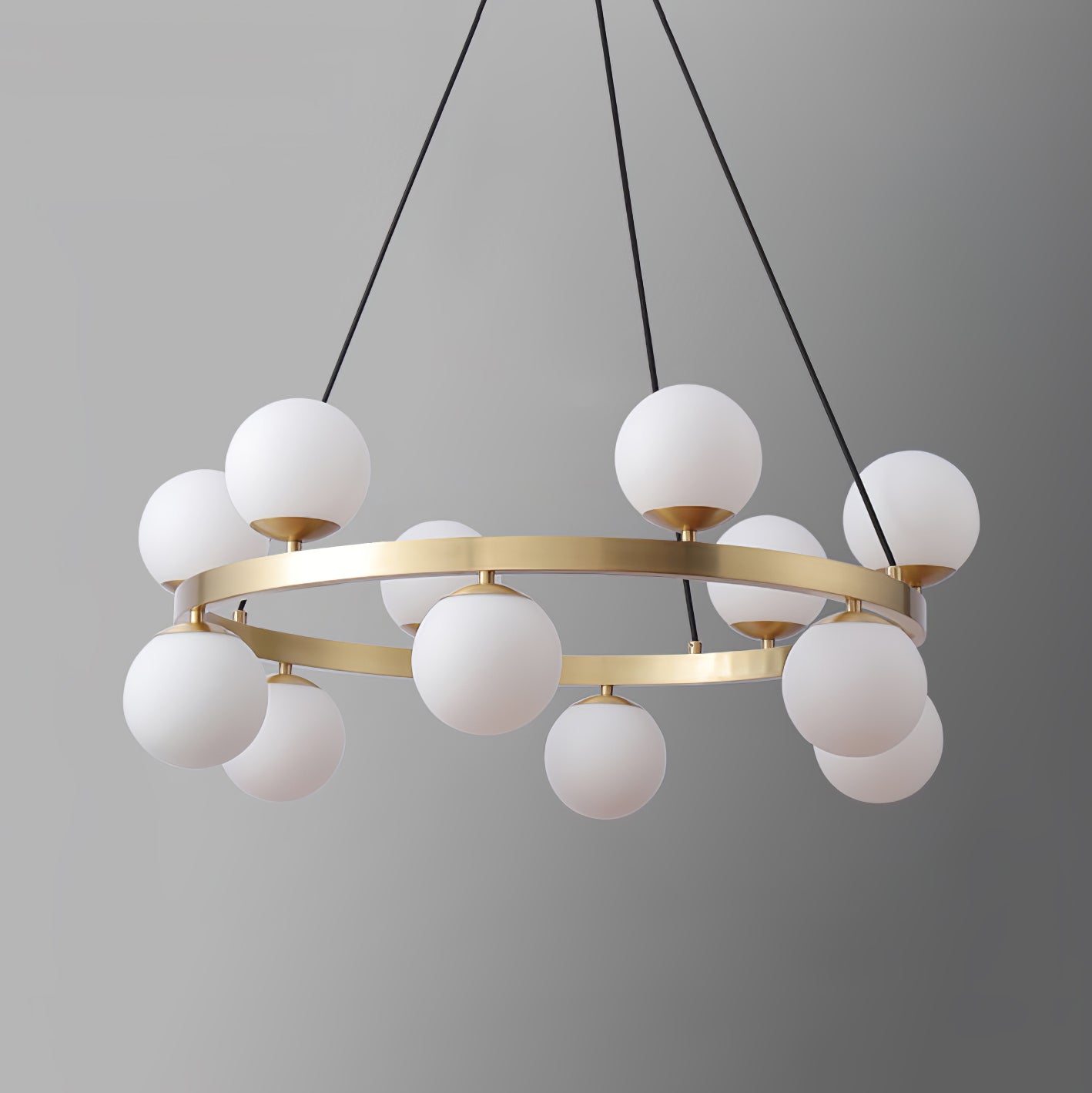 Aben Chandelier Globe Brass Ring-Neutral Decor