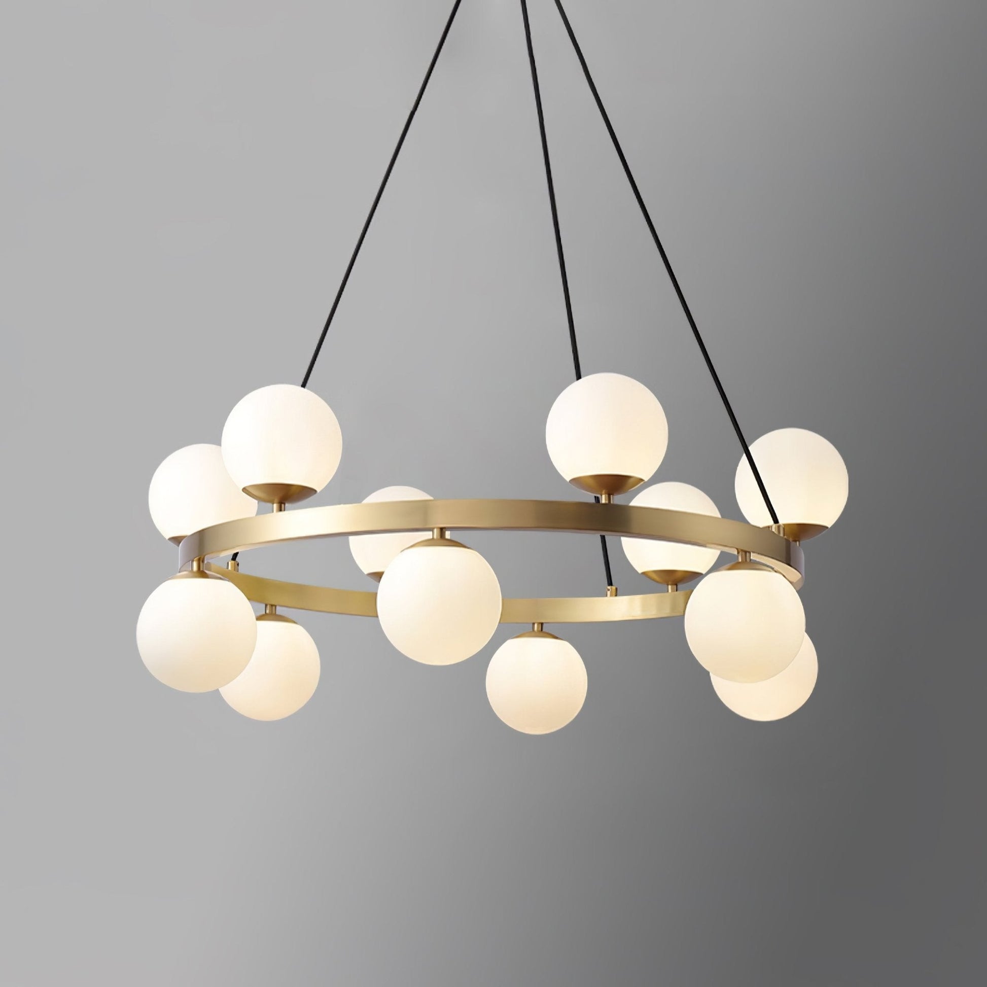 Aben Chandelier Globe Brass Ring-Neutral Decor
