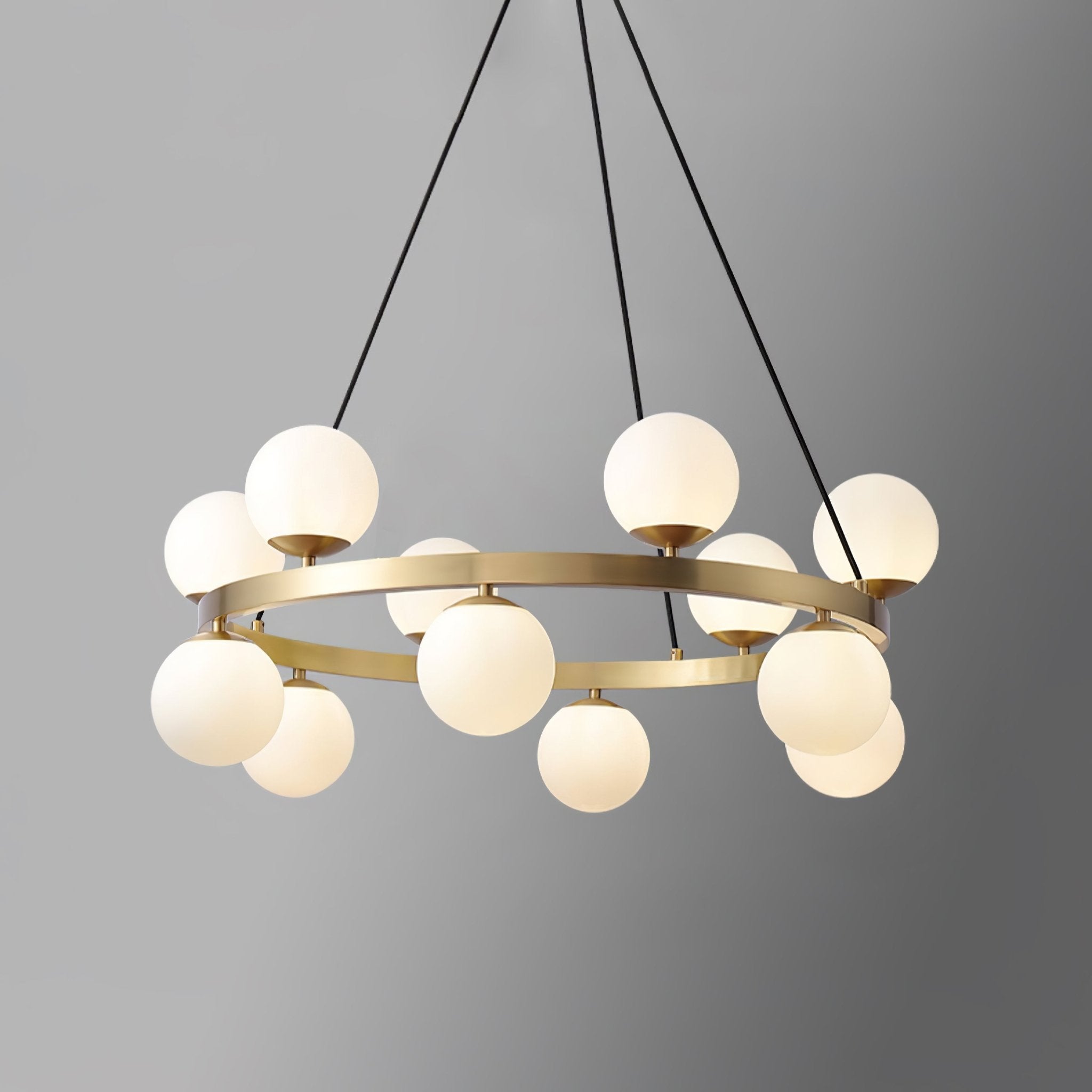Aben Chandelier Globe Brass Ring-Neutral Decor