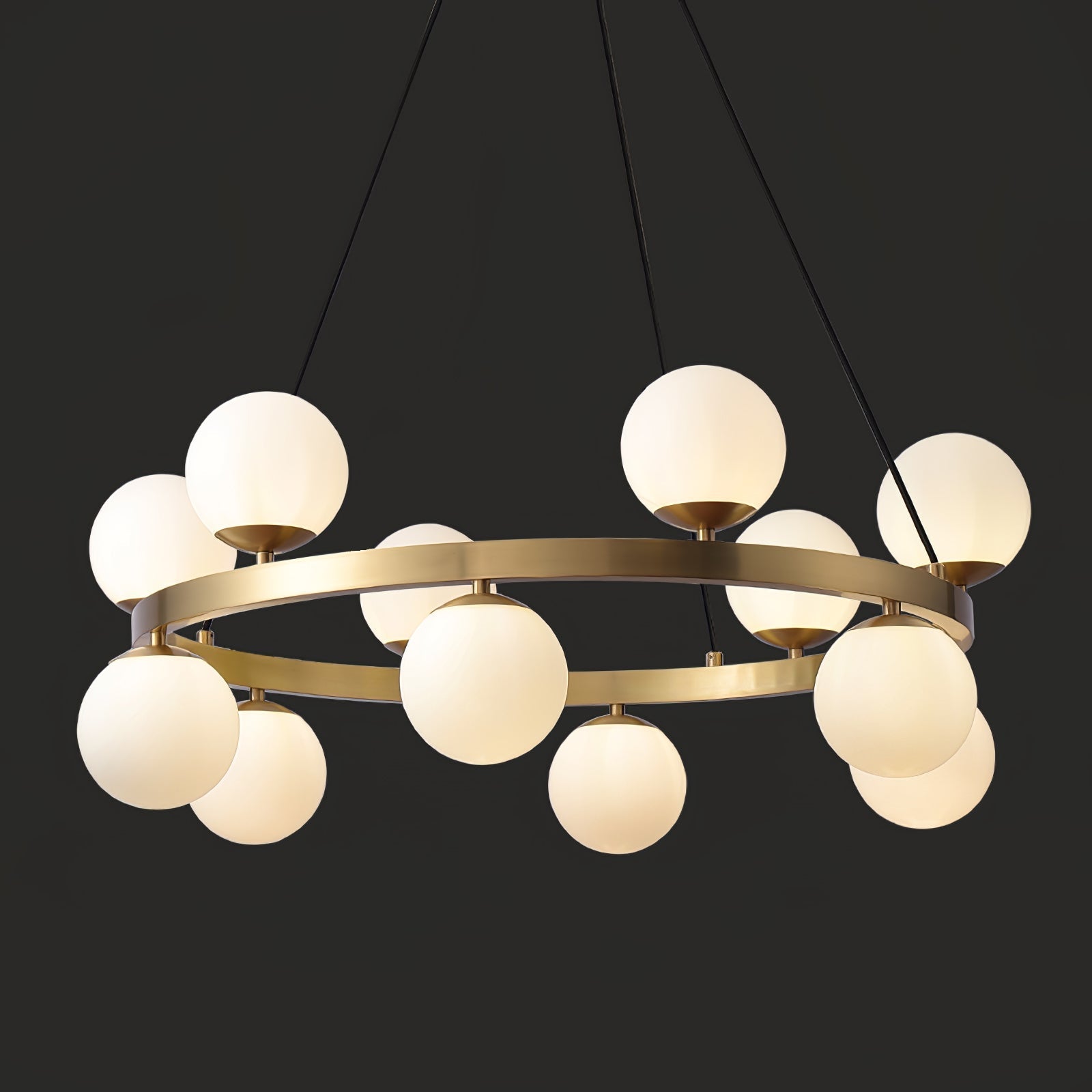 Aben Chandelier Globe Brass Ring-Neutral Decor