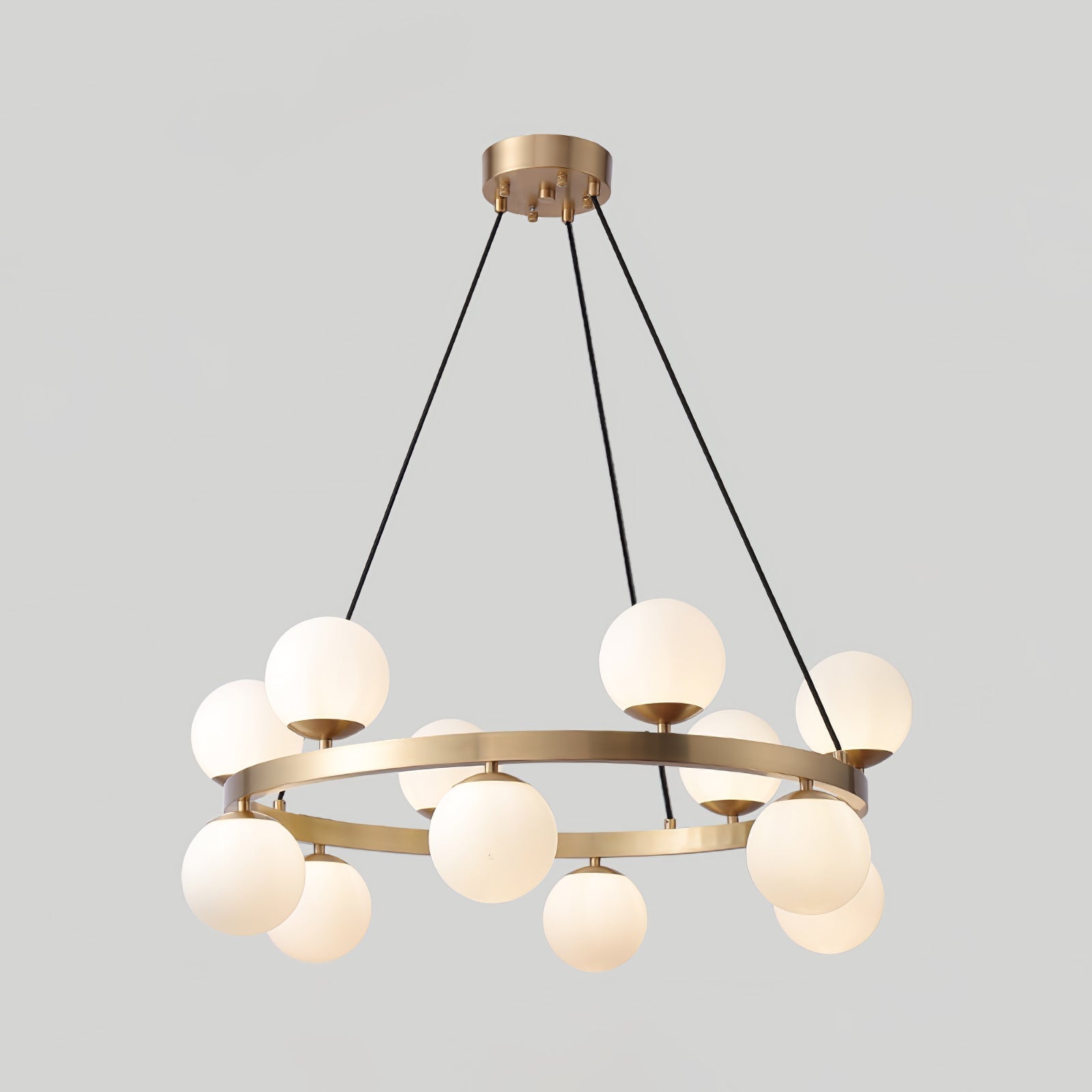 Aben Chandelier Globe Brass Ring-Neutral Decor