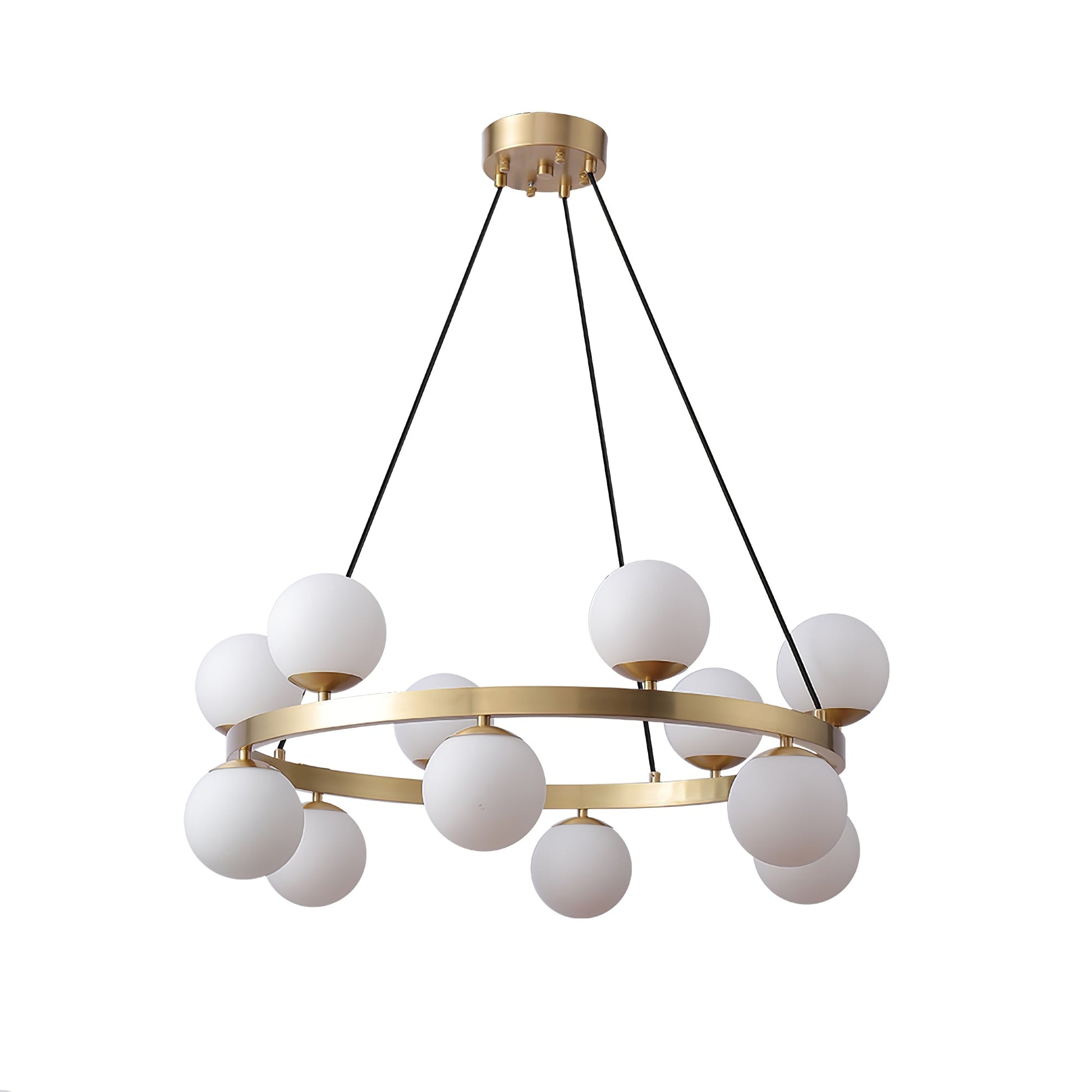 Aben Chandelier Globe Brass Ring-Neutral Decor
