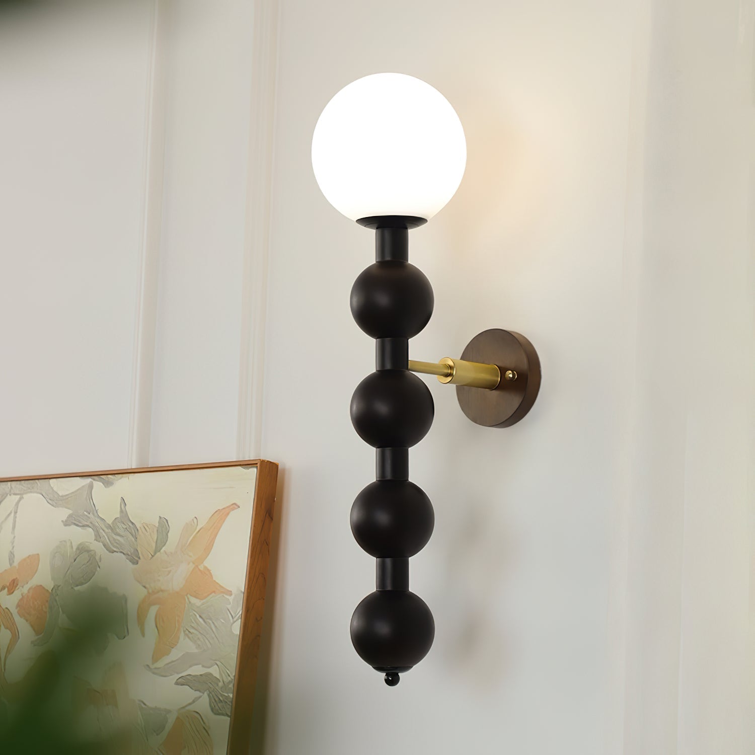 Olaeia Modern Minimalist Bubbly Wooden Glass Wall Lamp-Neutral Decor