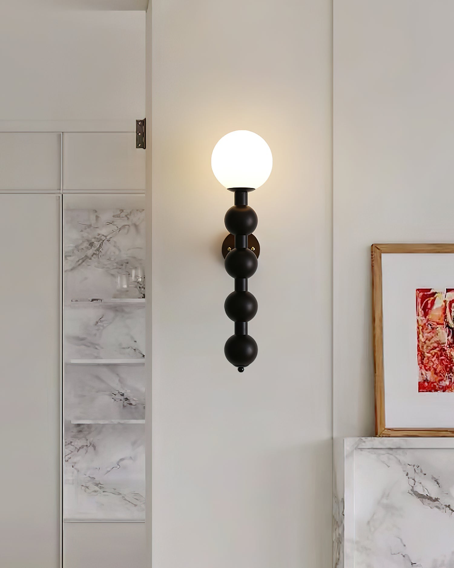 Olaeia Modern Minimalist Bubbly Wooden Glass Wall Lamp-Neutral Decor