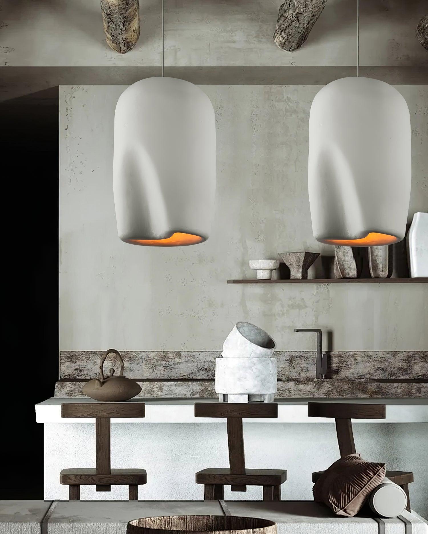 Nuo Pendant Lamp Plaster Rounded Dome Wabi Sabi-Neutral Decor