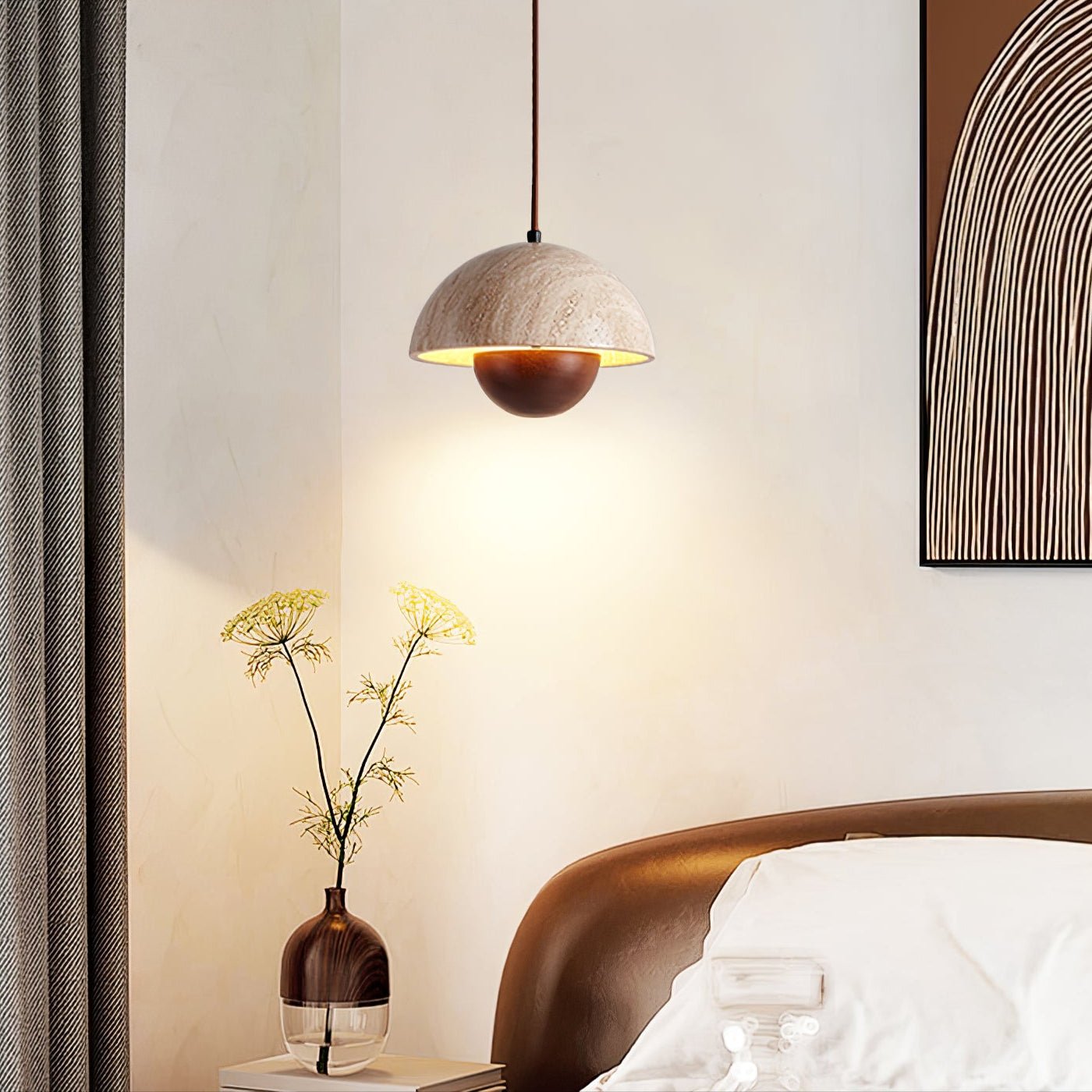 Ersile Travertine Pendant Light-Neutral Decor