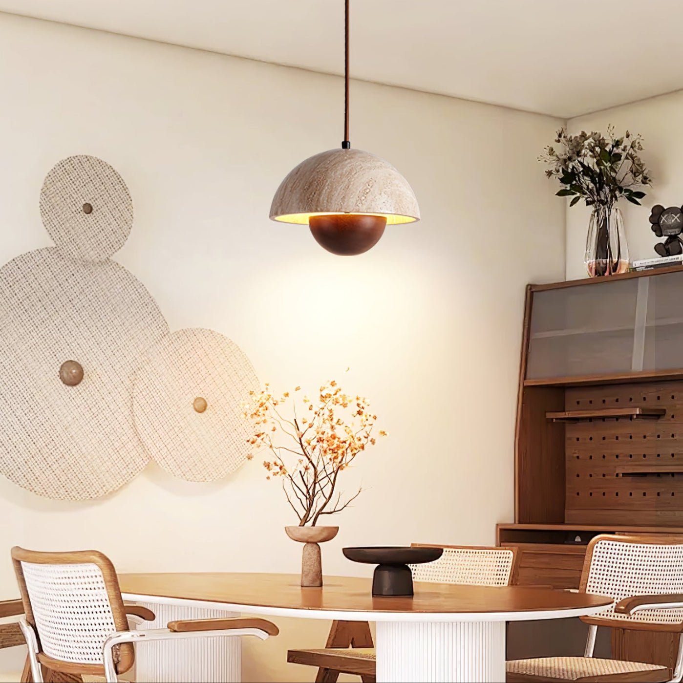 Ersile Travertine Pendant Light-Neutral Decor