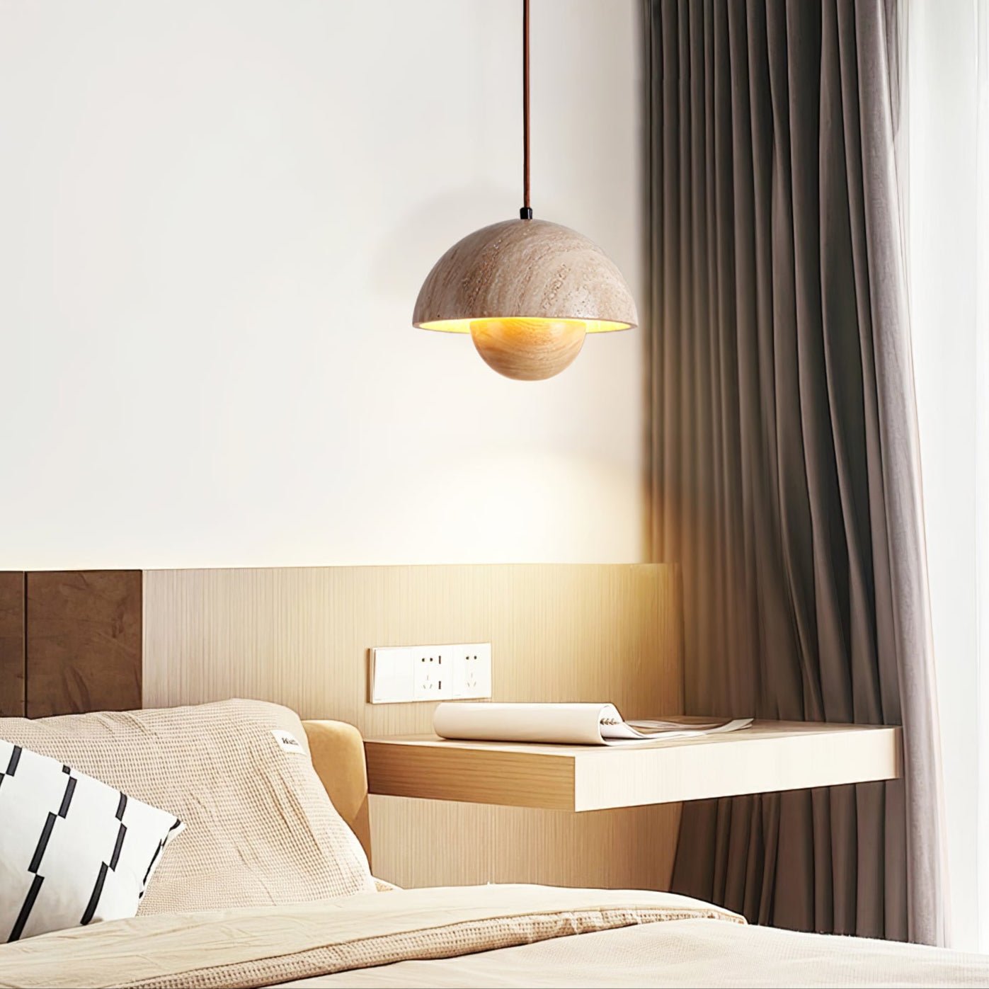Ersile Travertine Pendant Light-Neutral Decor
