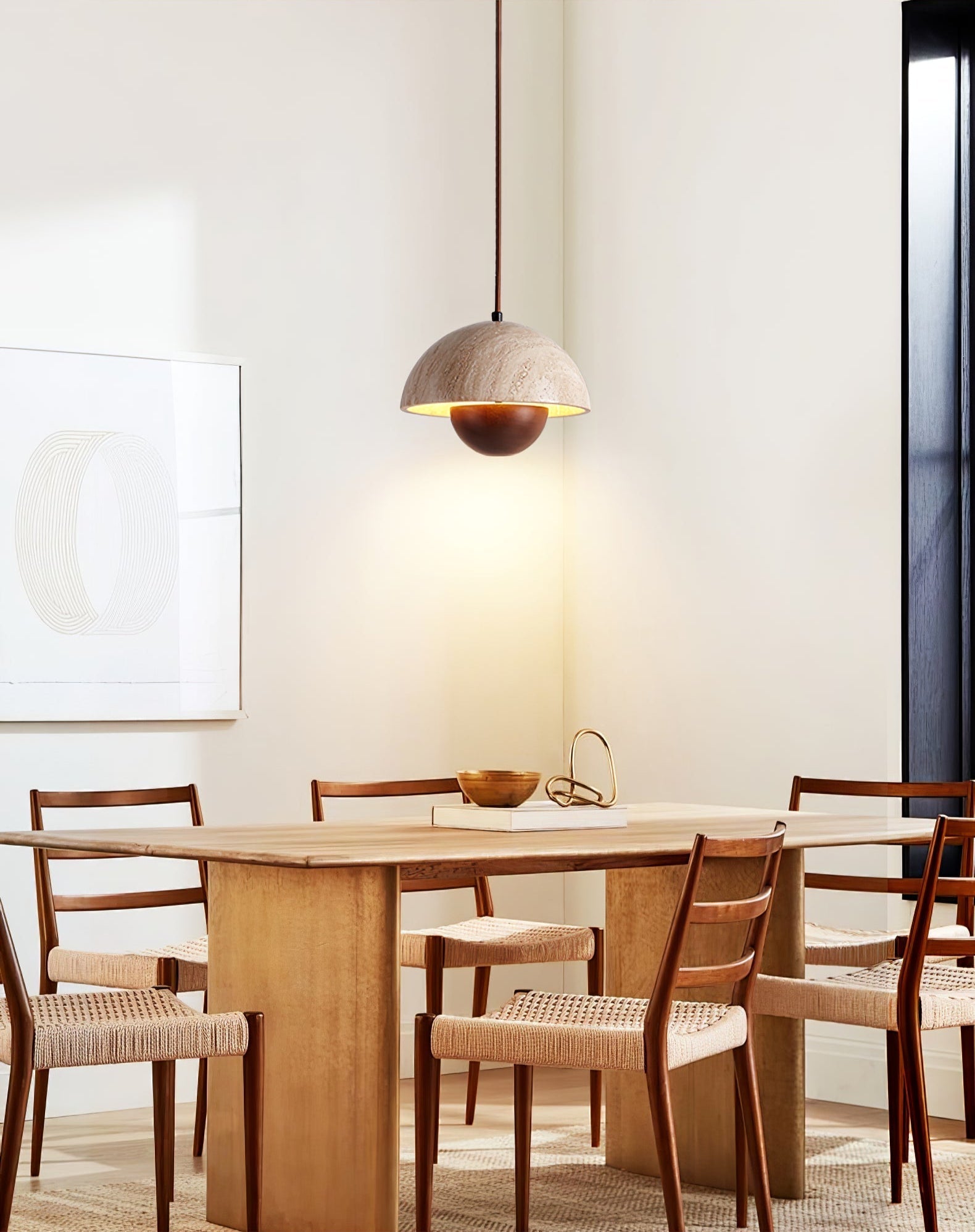 Ersile Travertine Pendant Light-Neutral Decor