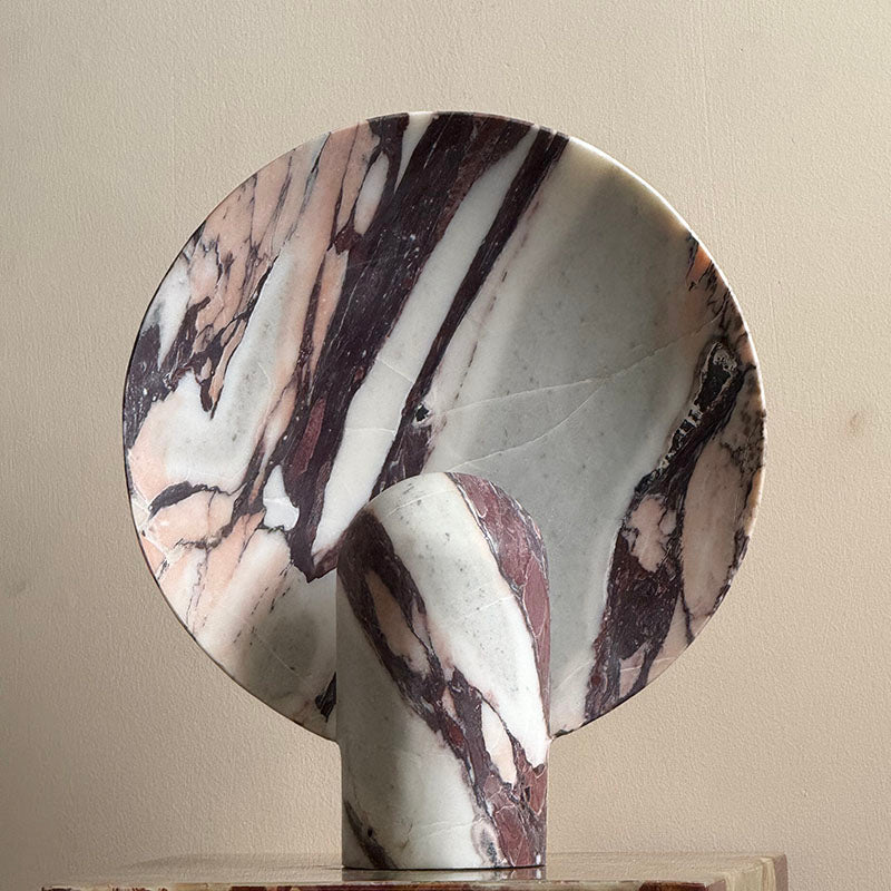 Full view of the white marble Fan Table Lamp.
