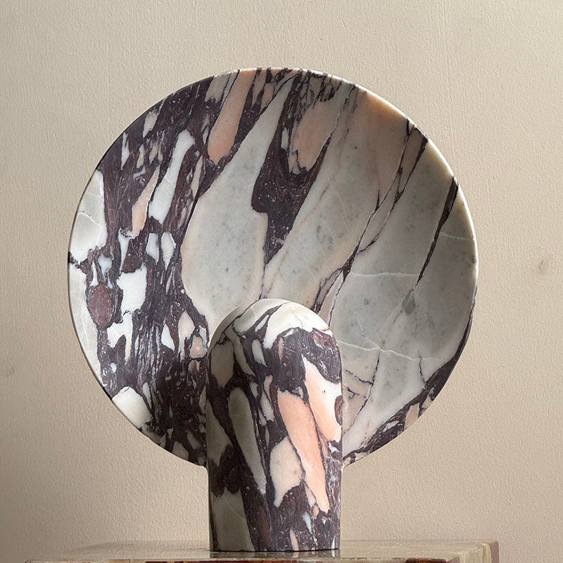Cyan onyx Fan Table Lamp from a low angle.