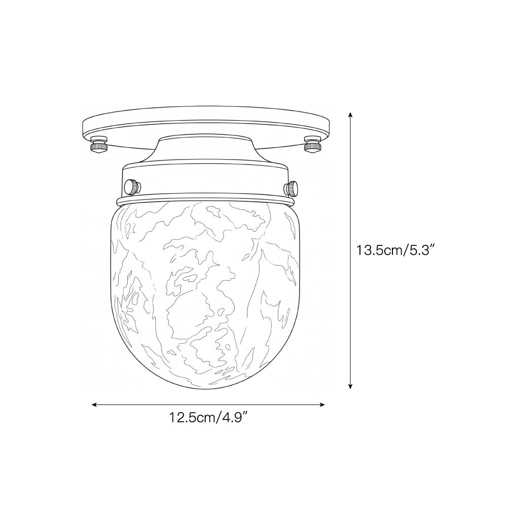 The flush mount light illuminated, casting a warm, soft glow.