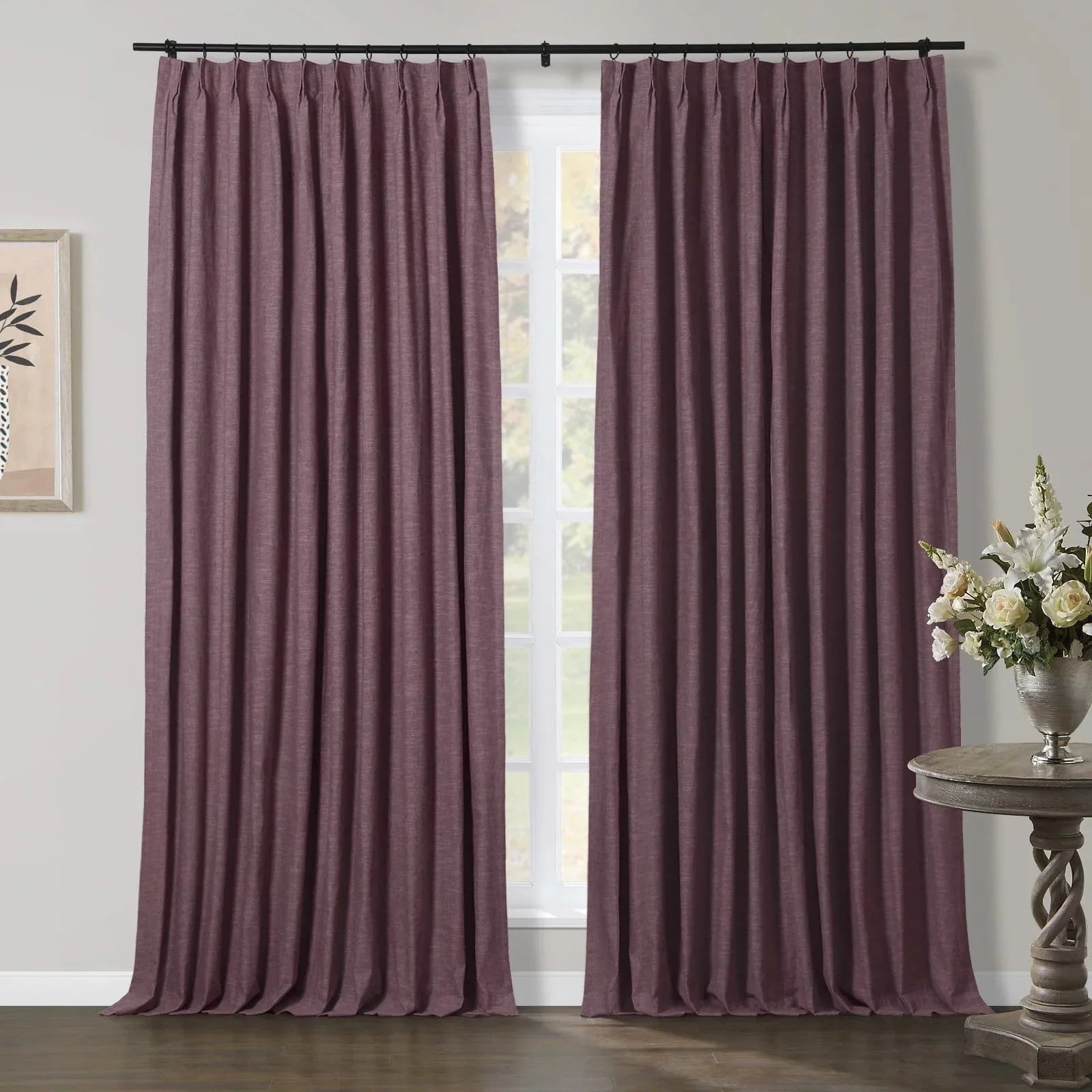 Jenna Linen Curtains & Drapes Pleated-Neutral Decor