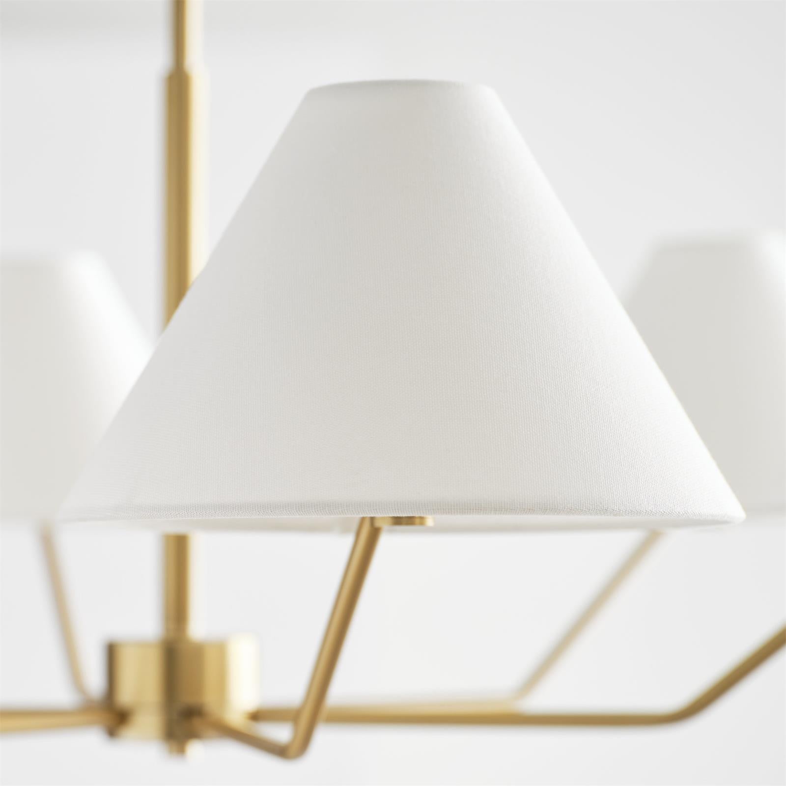 Kevenor Chandelier Brass Fabric Cone Shades Modern-Neutral Decor