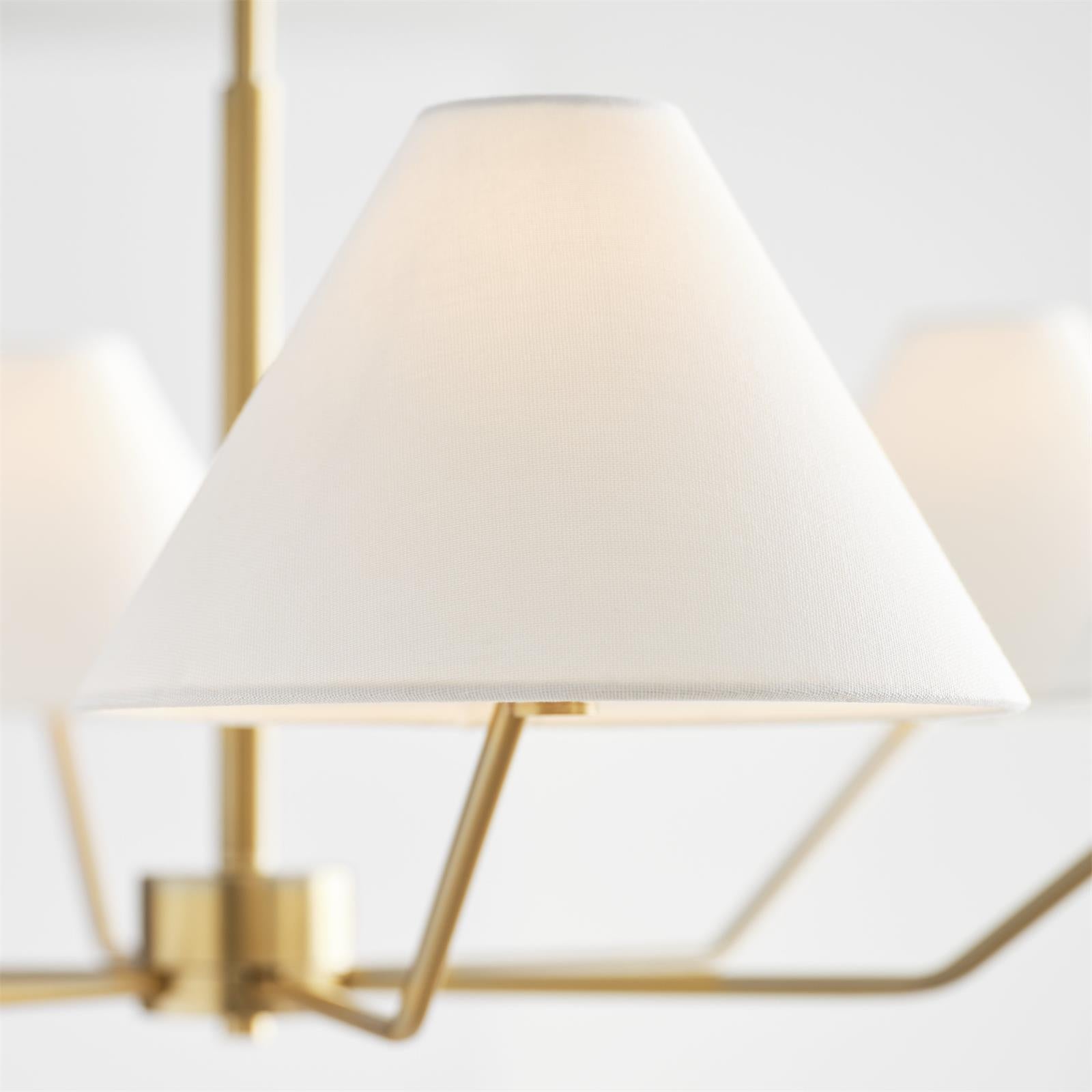 Kevenor Chandelier Brass Fabric Cone Shades Modern-Neutral Decor