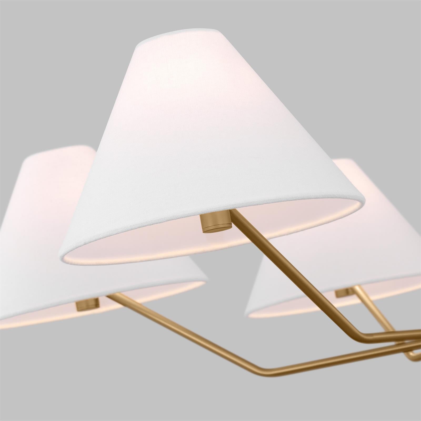 Kevenor Chandelier Brass Fabric Cone Shades Modern-Neutral Decor