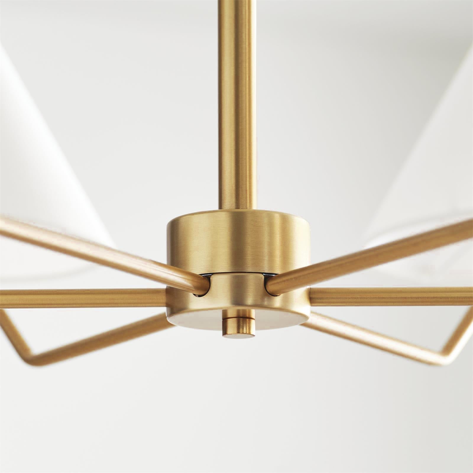 Kevenor Chandelier Brass Fabric Cone Shades Modern-Neutral Decor
