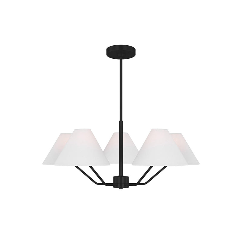 Kevenor Chandelier Brass Fabric Cone Shades Modern-Neutral Decor