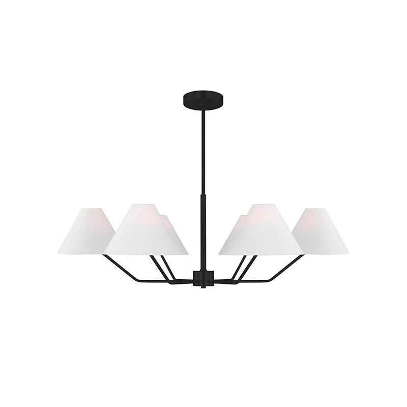 Kevenor Chandelier Brass Fabric Cone Shades Modern-Neutral Decor
