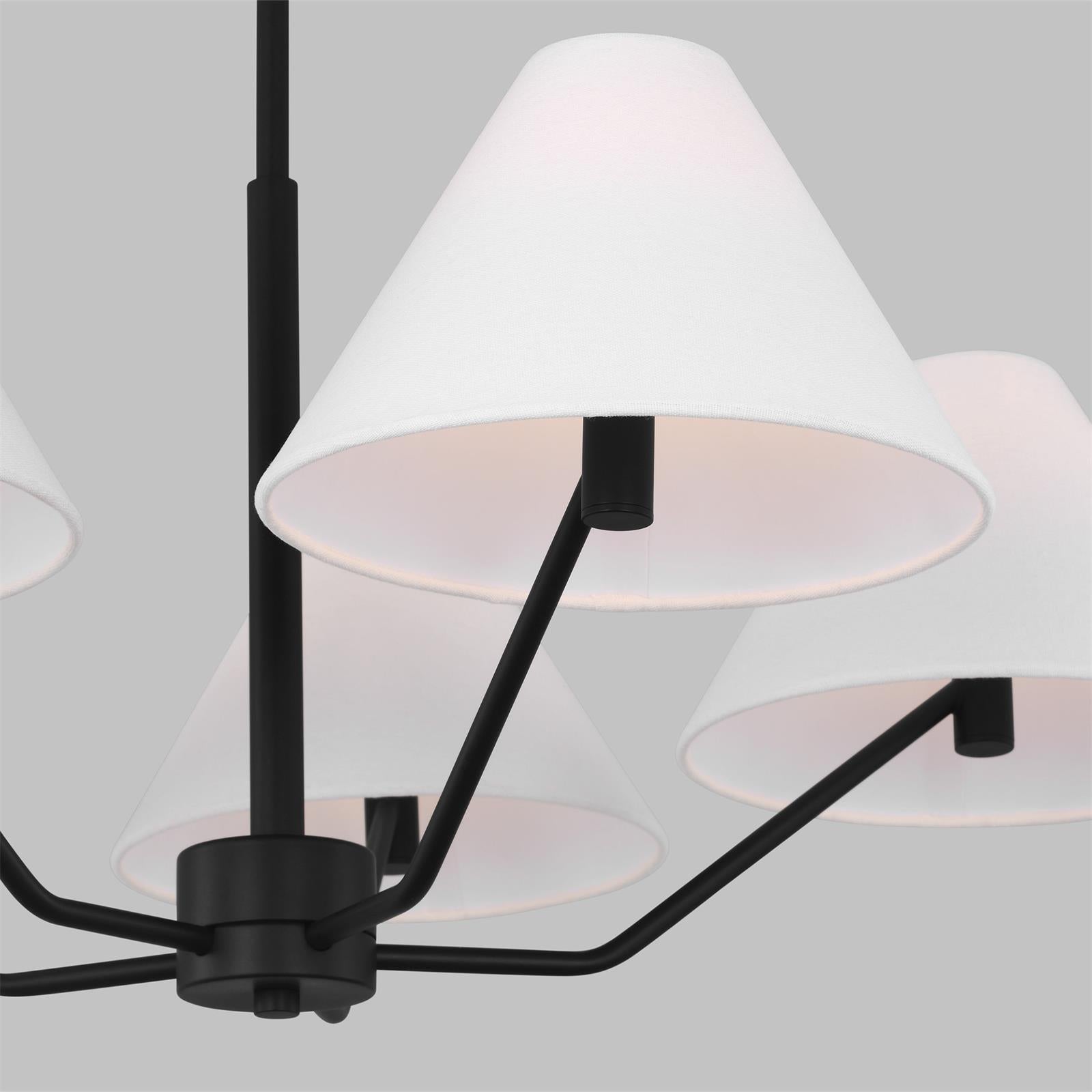 Kevenor Chandelier Brass Fabric Cone Shades Modern-Neutral Decor