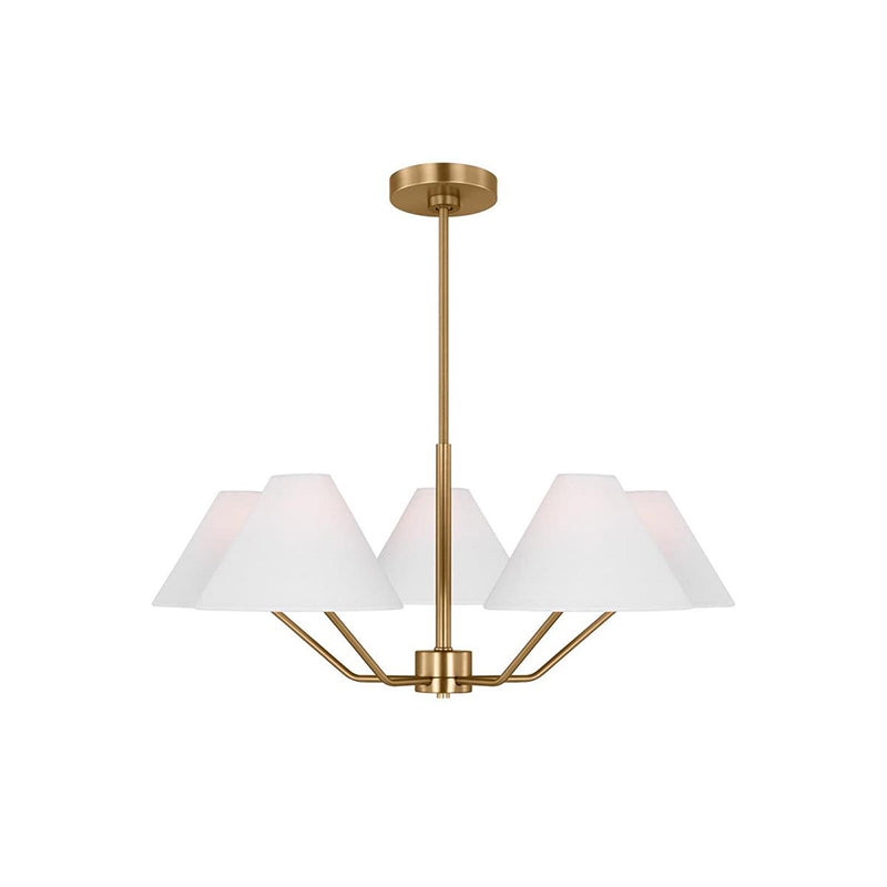 Kevenor Chandelier Brass Fabric Cone Shades Modern-Neutral Decor