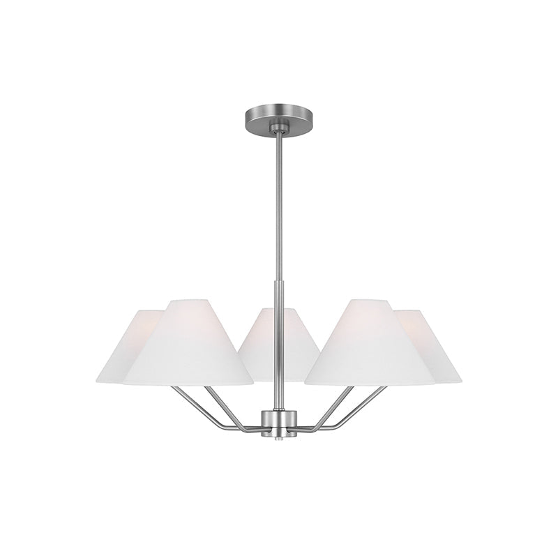Kevenor Chandelier Brass Fabric Cone Shades Modern-Neutral Decor