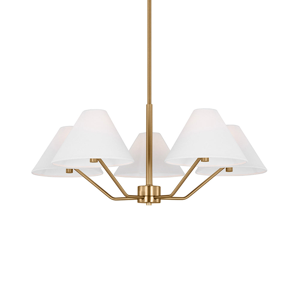 Kevenor Chandelier Brass Fabric Cone Shades Modern-Neutral Decor