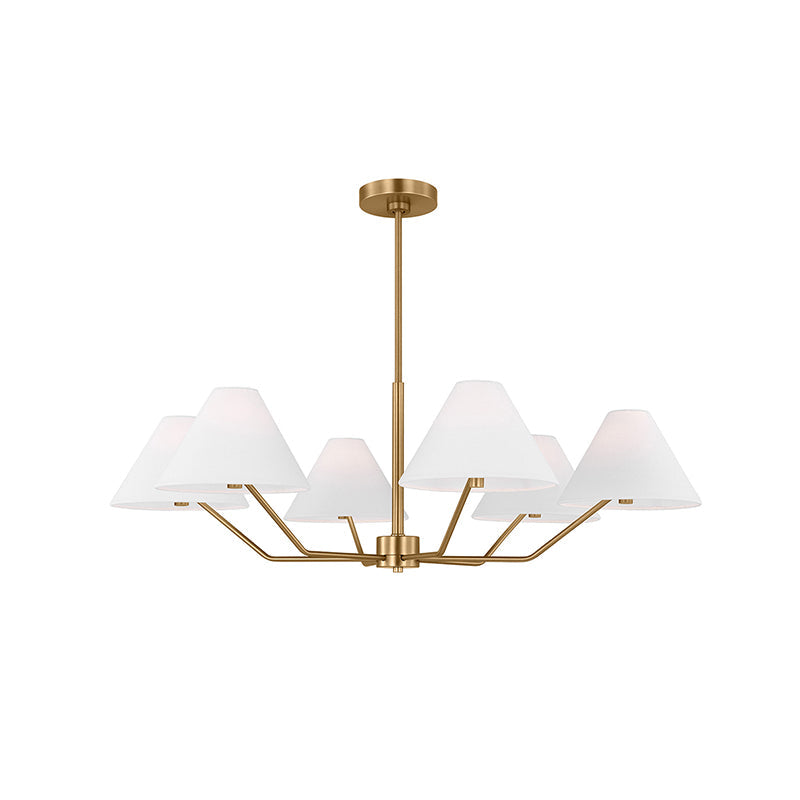 Kevenor Chandelier Brass Fabric Cone Shades Modern-Neutral Decor